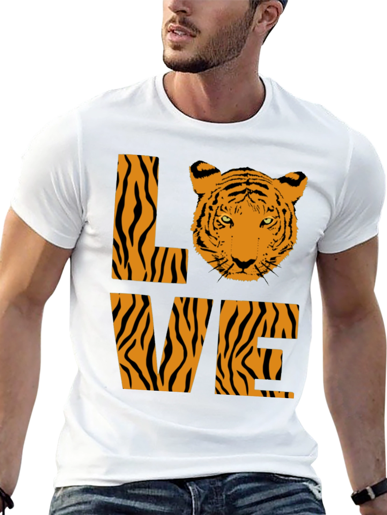 Tiger Love Graphic Tee - Animal Print Mens T-Shirt