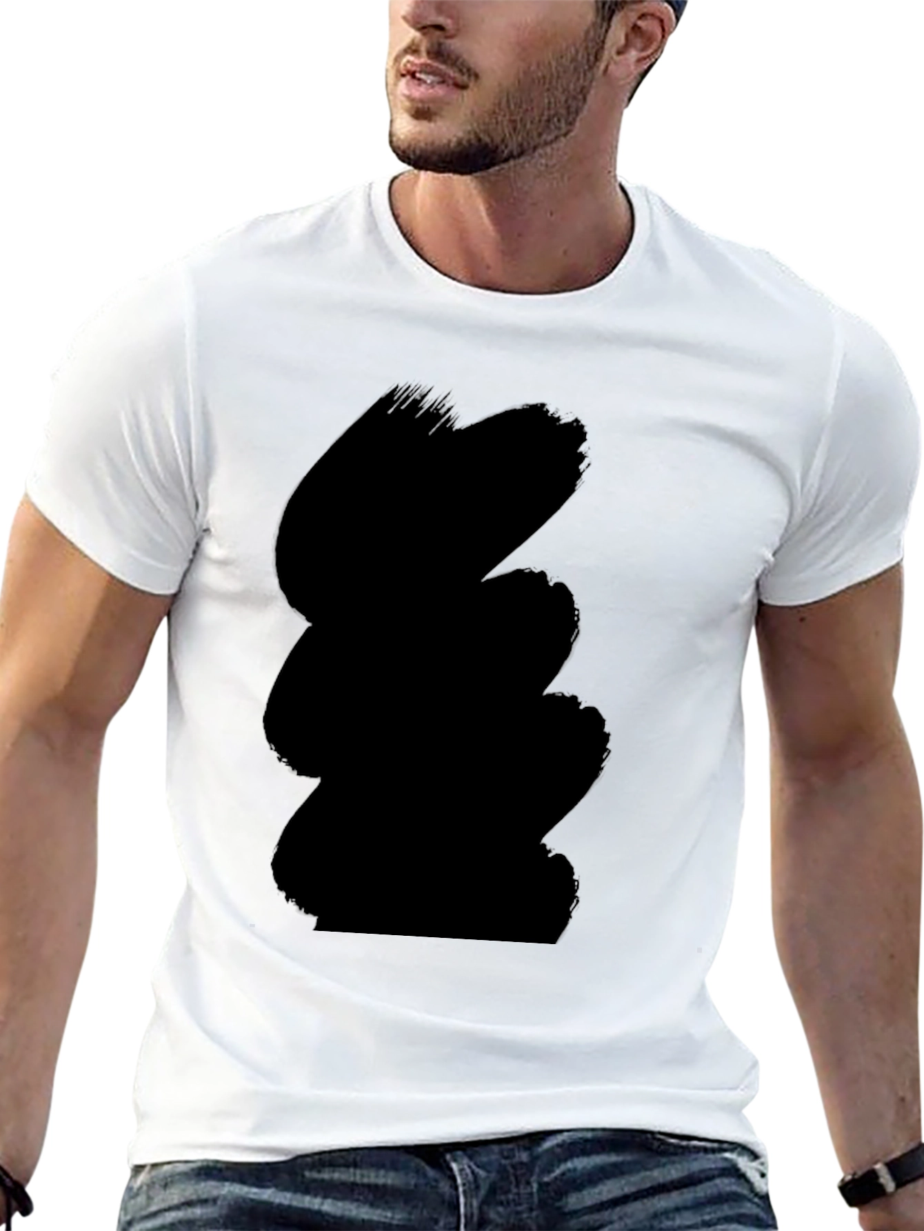 Mens Casual Black Crew Neck T-Shirt