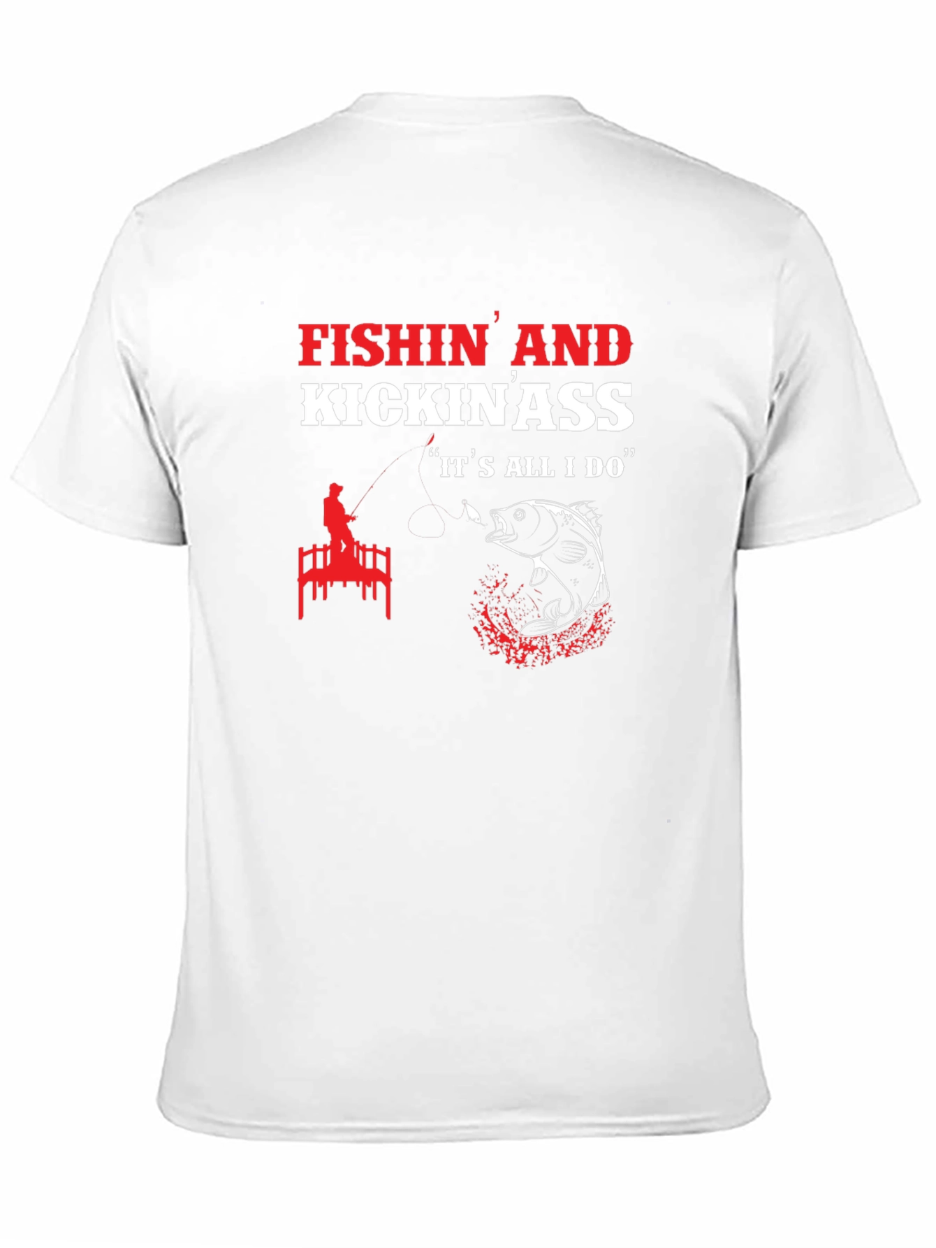 Fishin and Kickin Ass Mens Black Graphic Tee