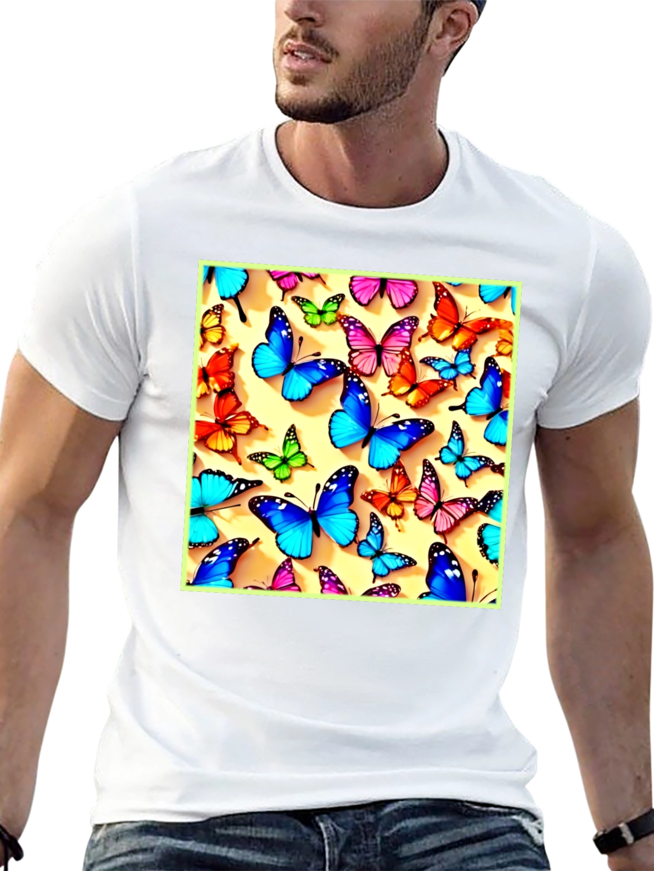 Butterfly Pattern Graphic Tee - Mens
