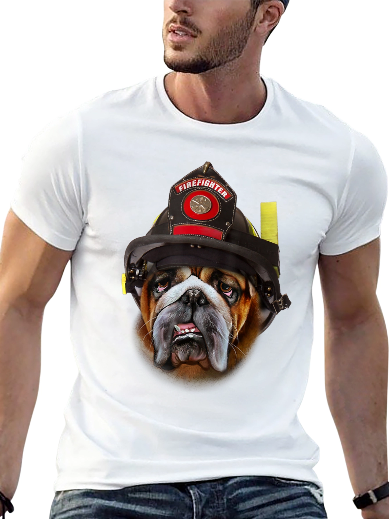 Firefighter Bulldog Graphic T-Shirt