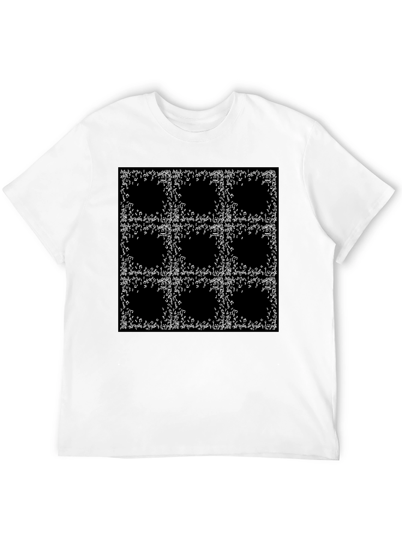 Musical Notes Pattern Black T-Shirt