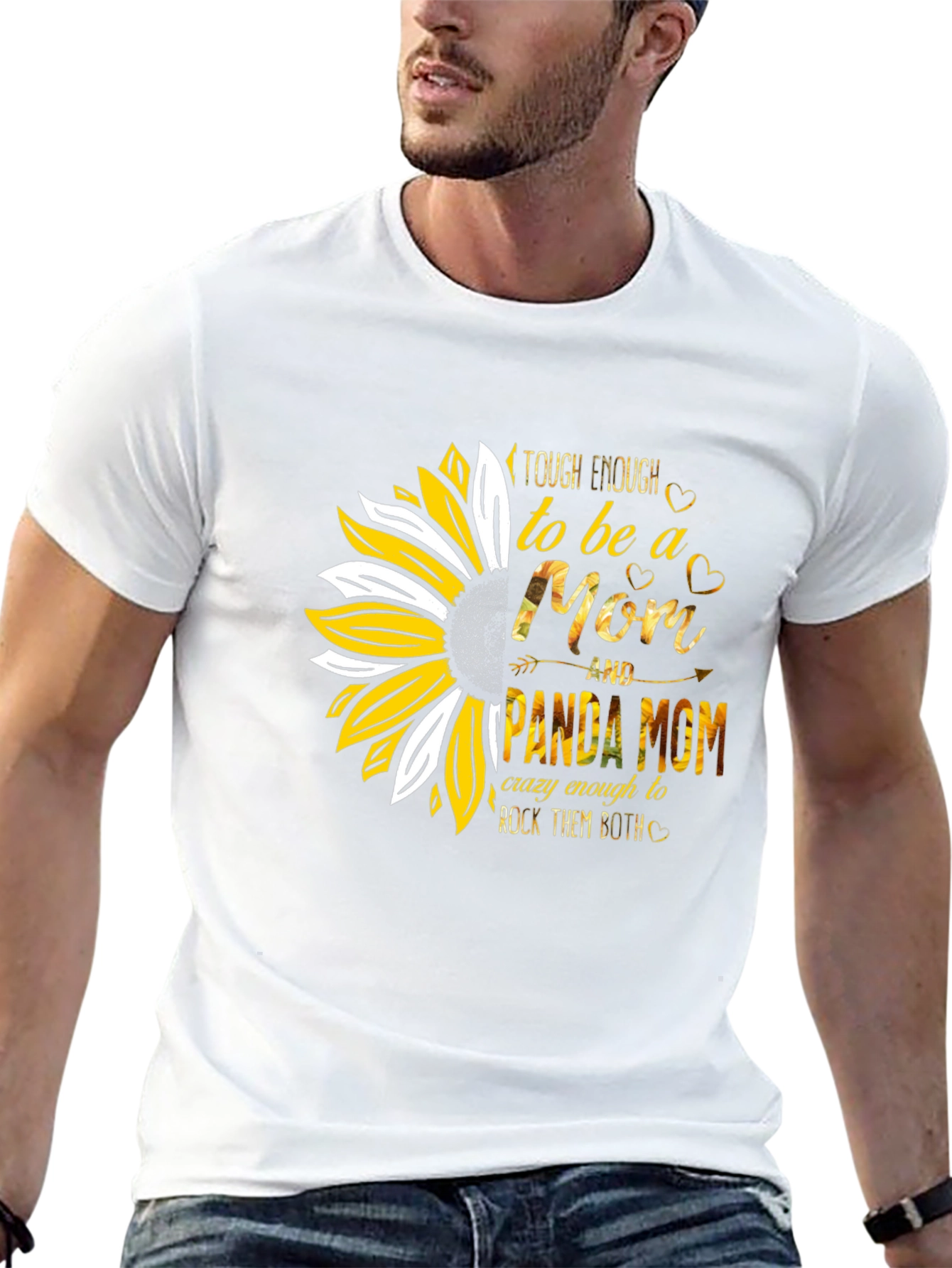 Tough Enough Mom & Panda Mom Sunflower Graphic T-Shirt