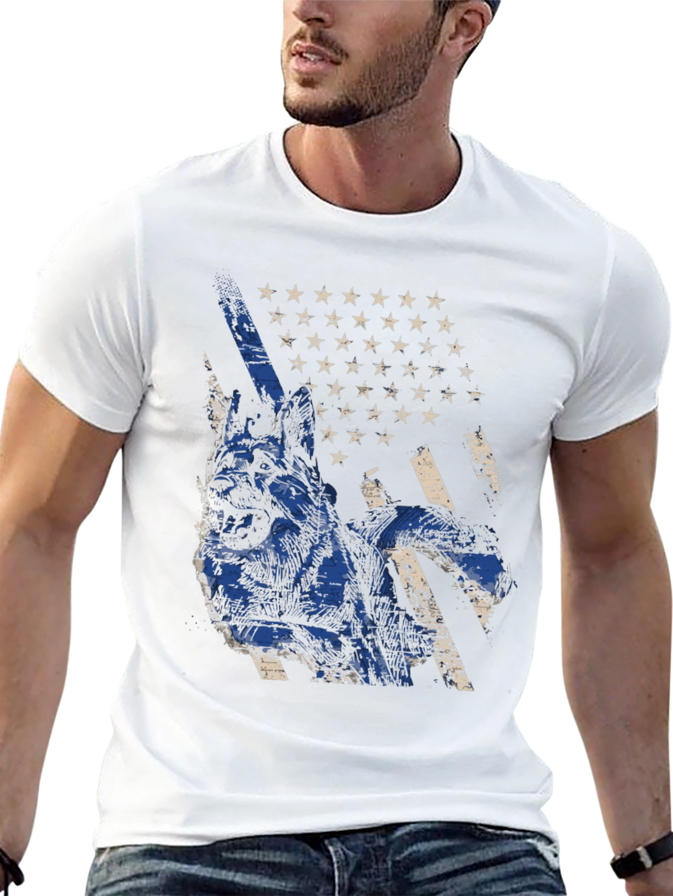 K9 German Shepherd USA Flag T-Shirt