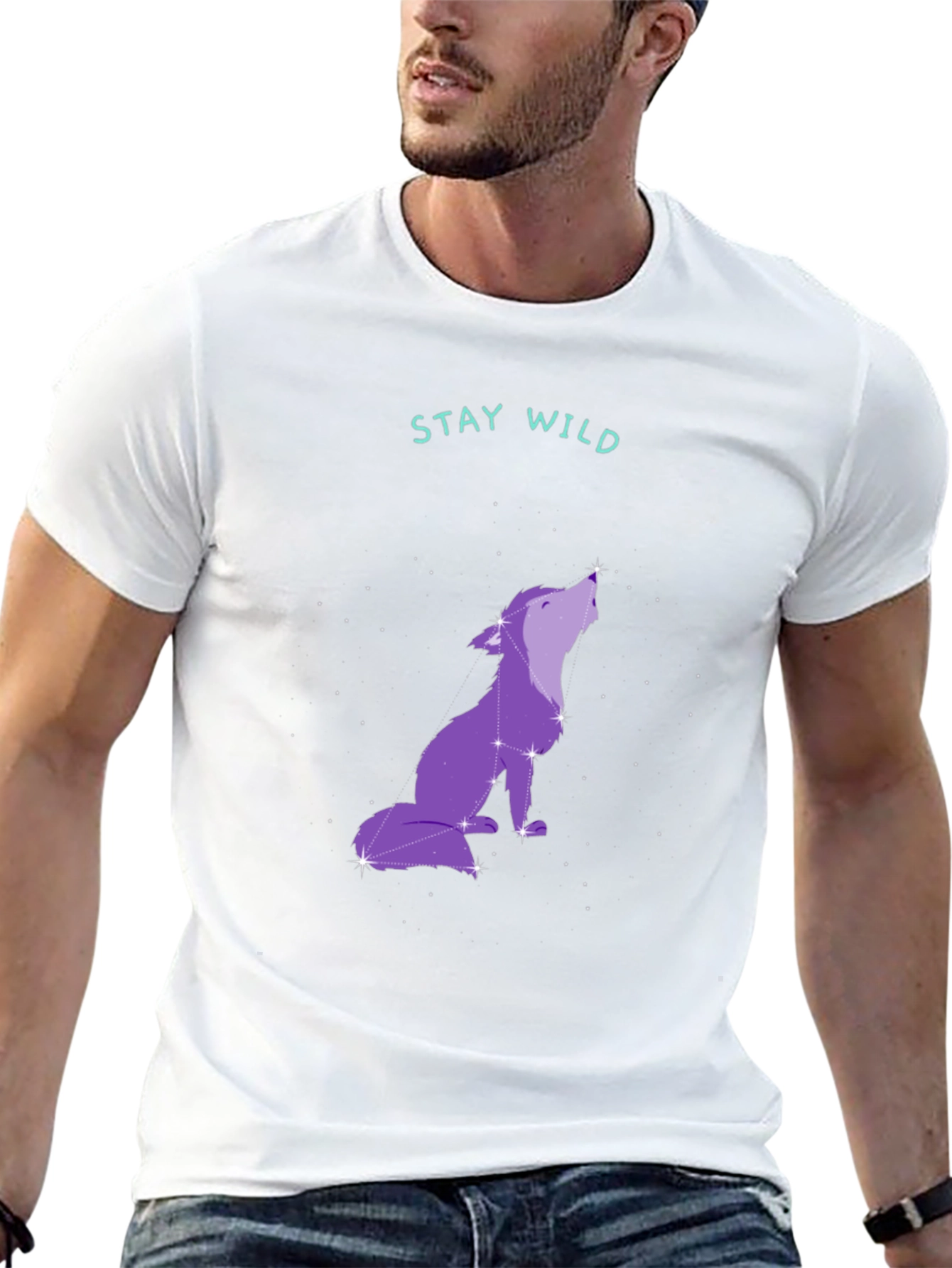 Stay Wild Wolf Graphic Tee - Black