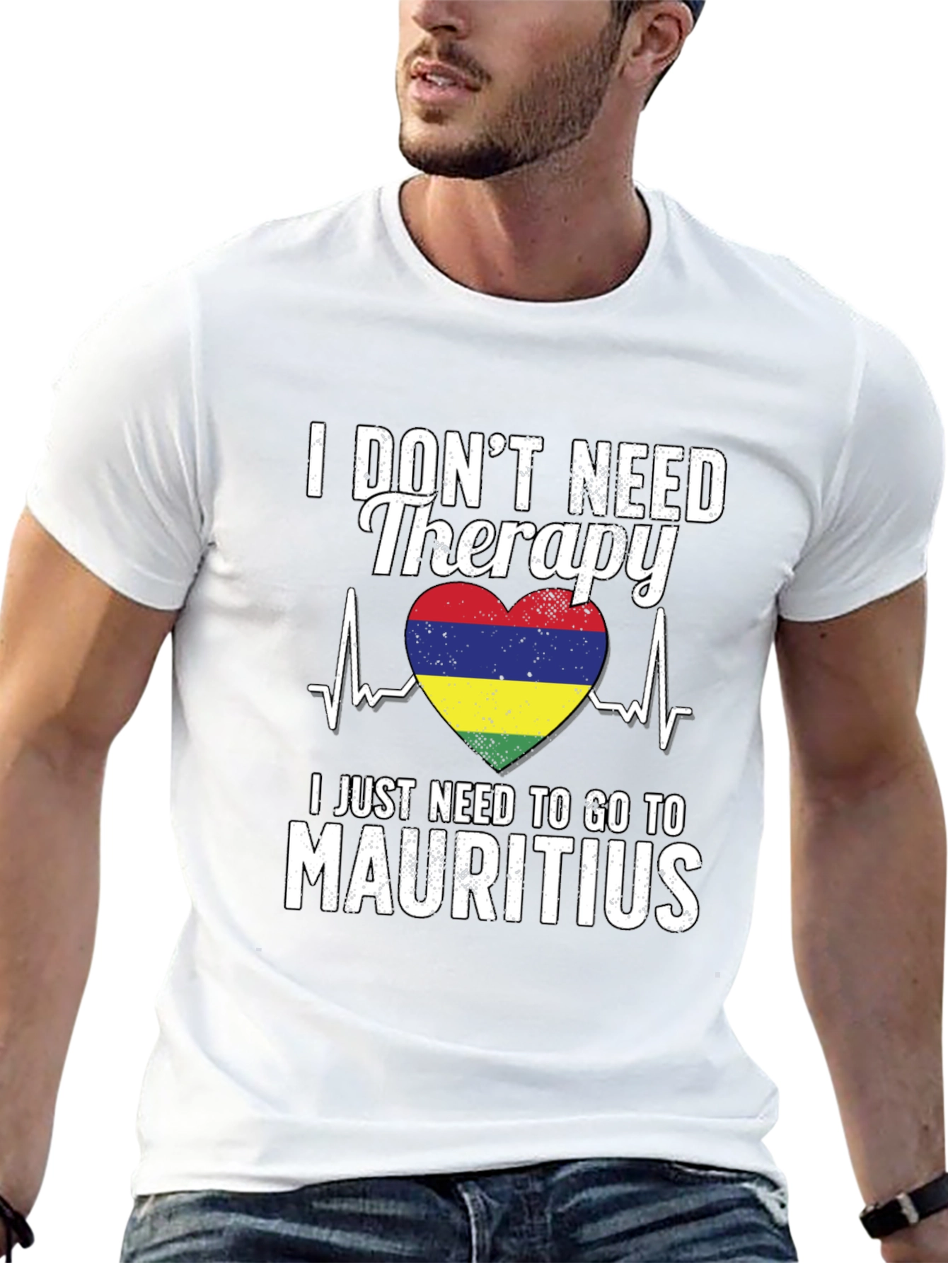 Mauritius Therapy T-Shirt: Heartbeat Flag Tee
