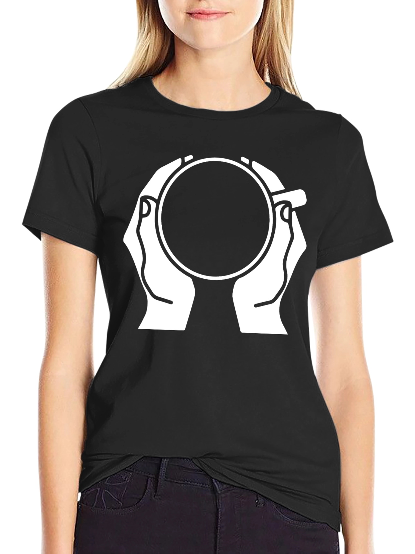 Coffee Cup Hands Graphic T-Shirt - Stylish Black Tee