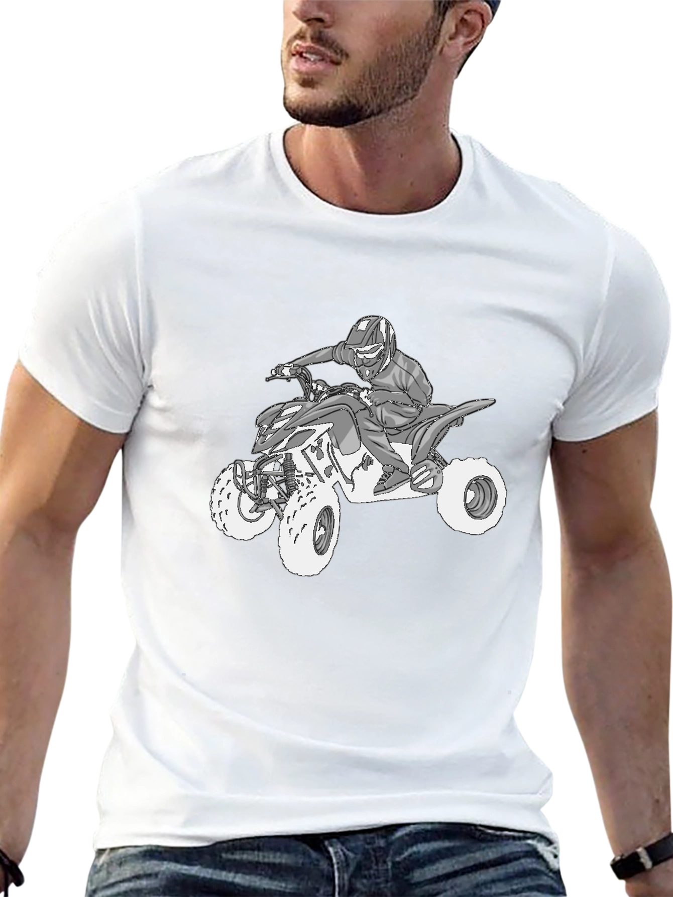 ATV Rider Graphic Tee - Black Cotton T-Shirt