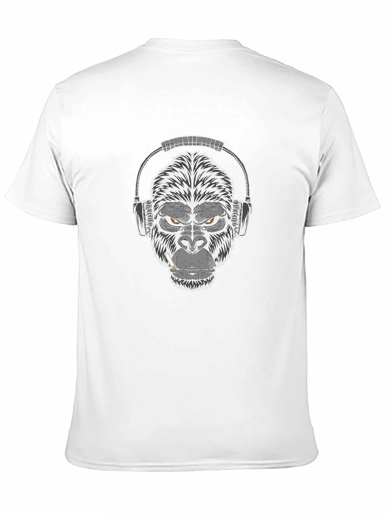 Cool Gorilla with Headphones Black T-Shirt