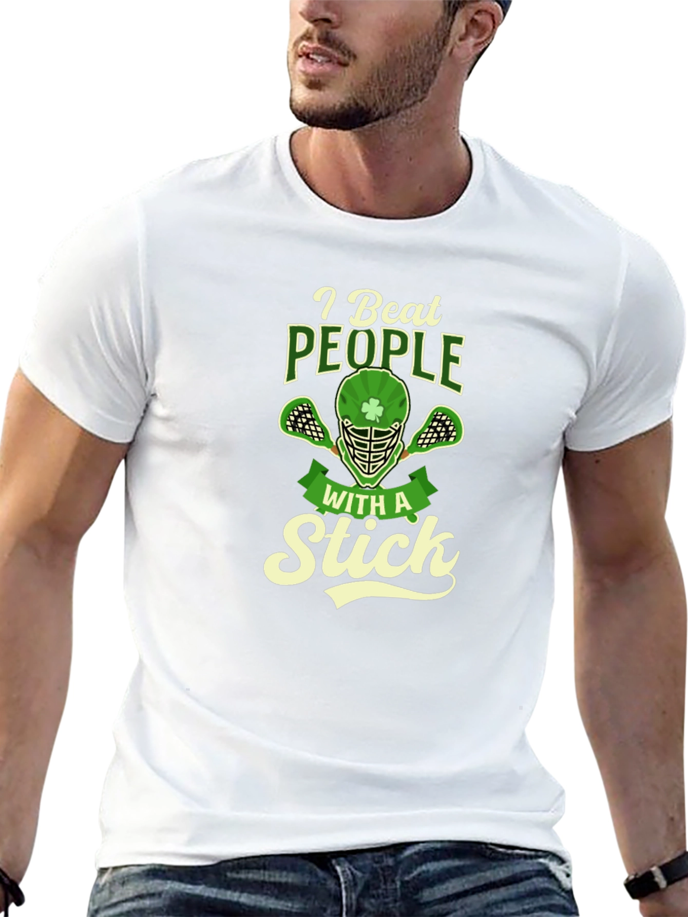 I Beat People with a Stick Funny Lacrosse T-Shirt