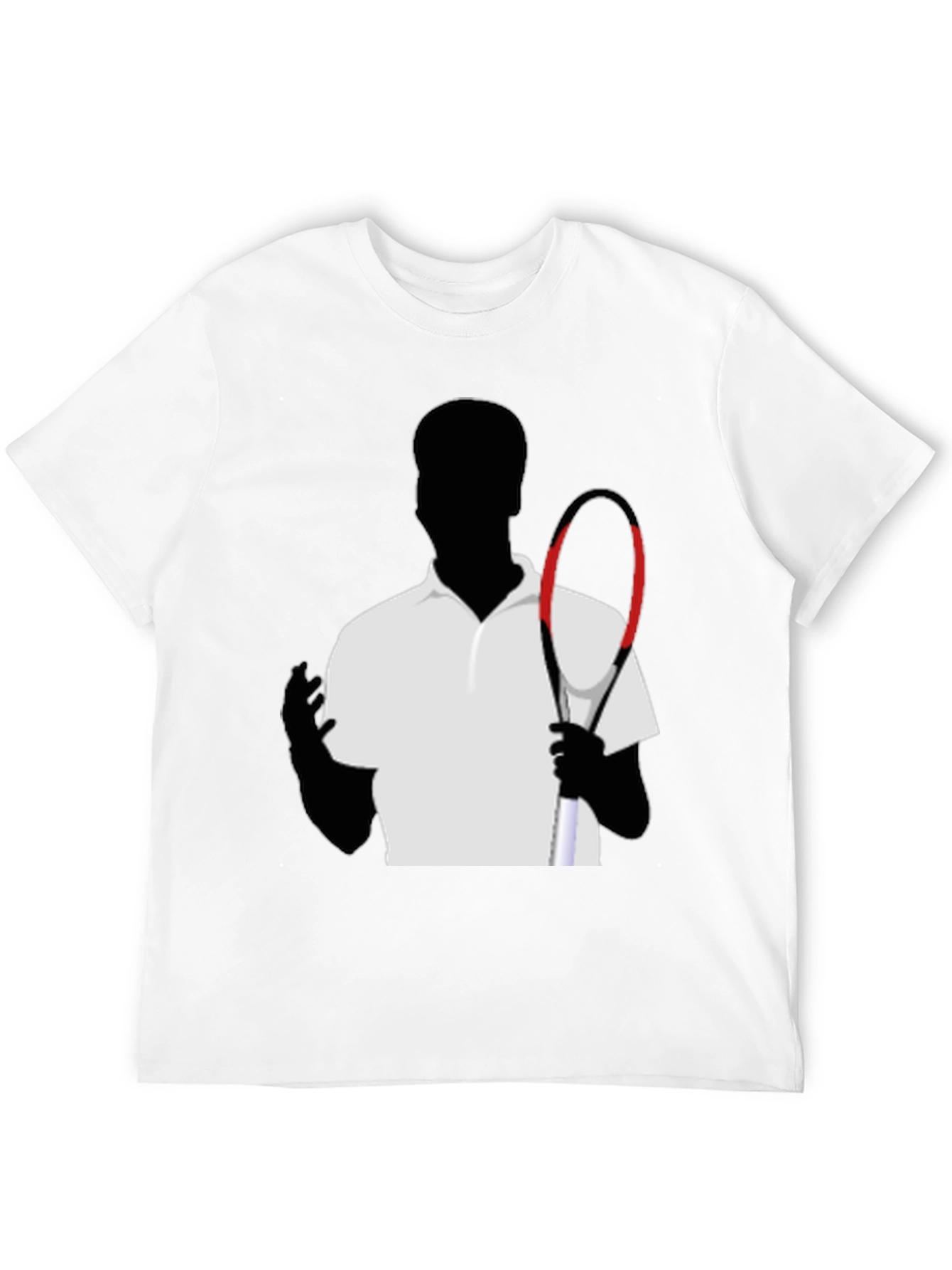 Tennis Player Silhouette Graphic Tee - Black Cotton Shirt