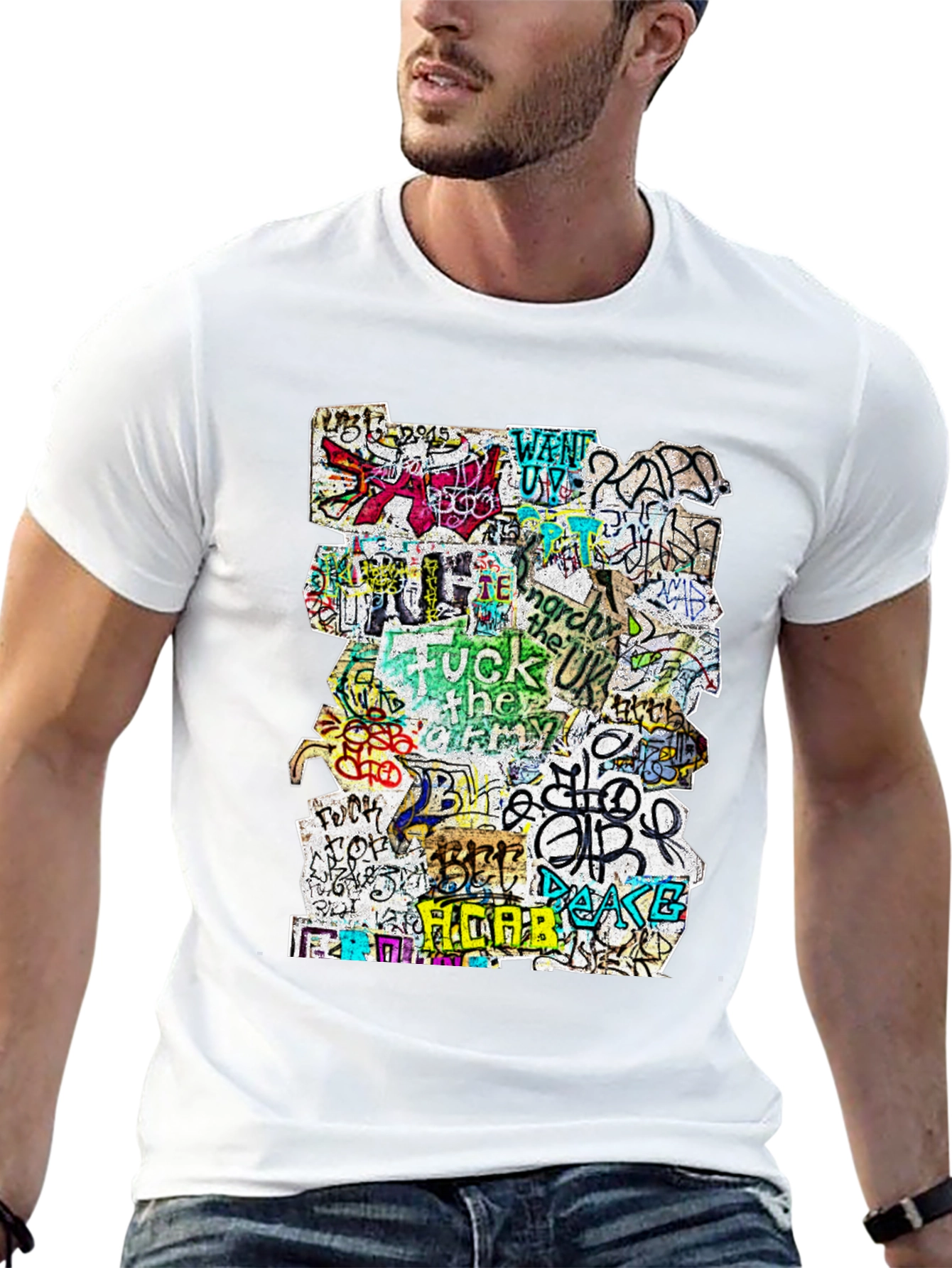 Graffiti Art Print Black T-Shirt