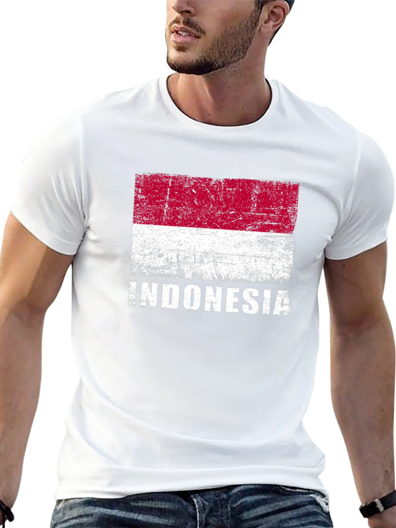 Indonesia Flag Graphic Tee - Black Cotton Shirt