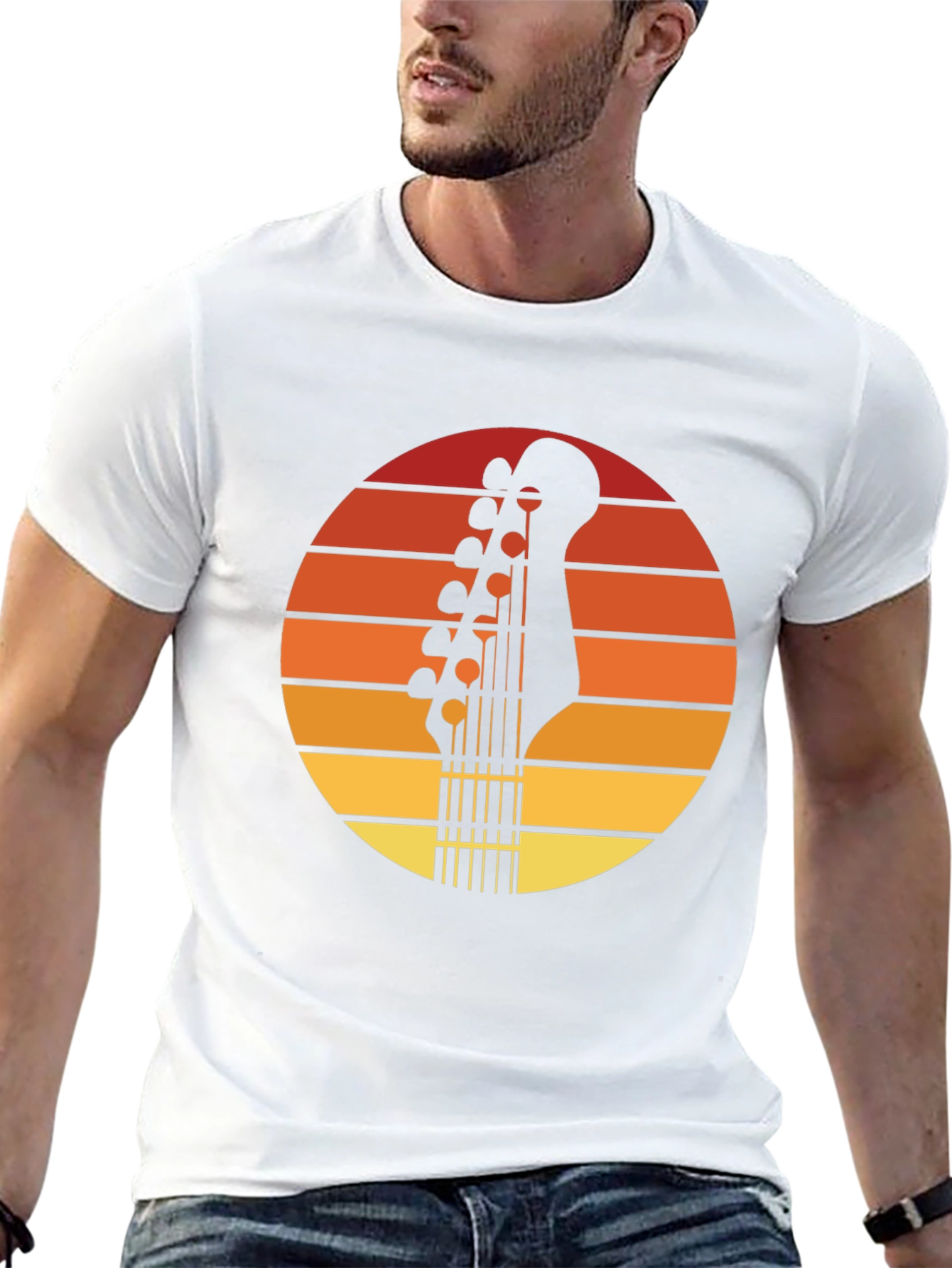 Sunset Guitar T-Shirt - Retro Musician Tee