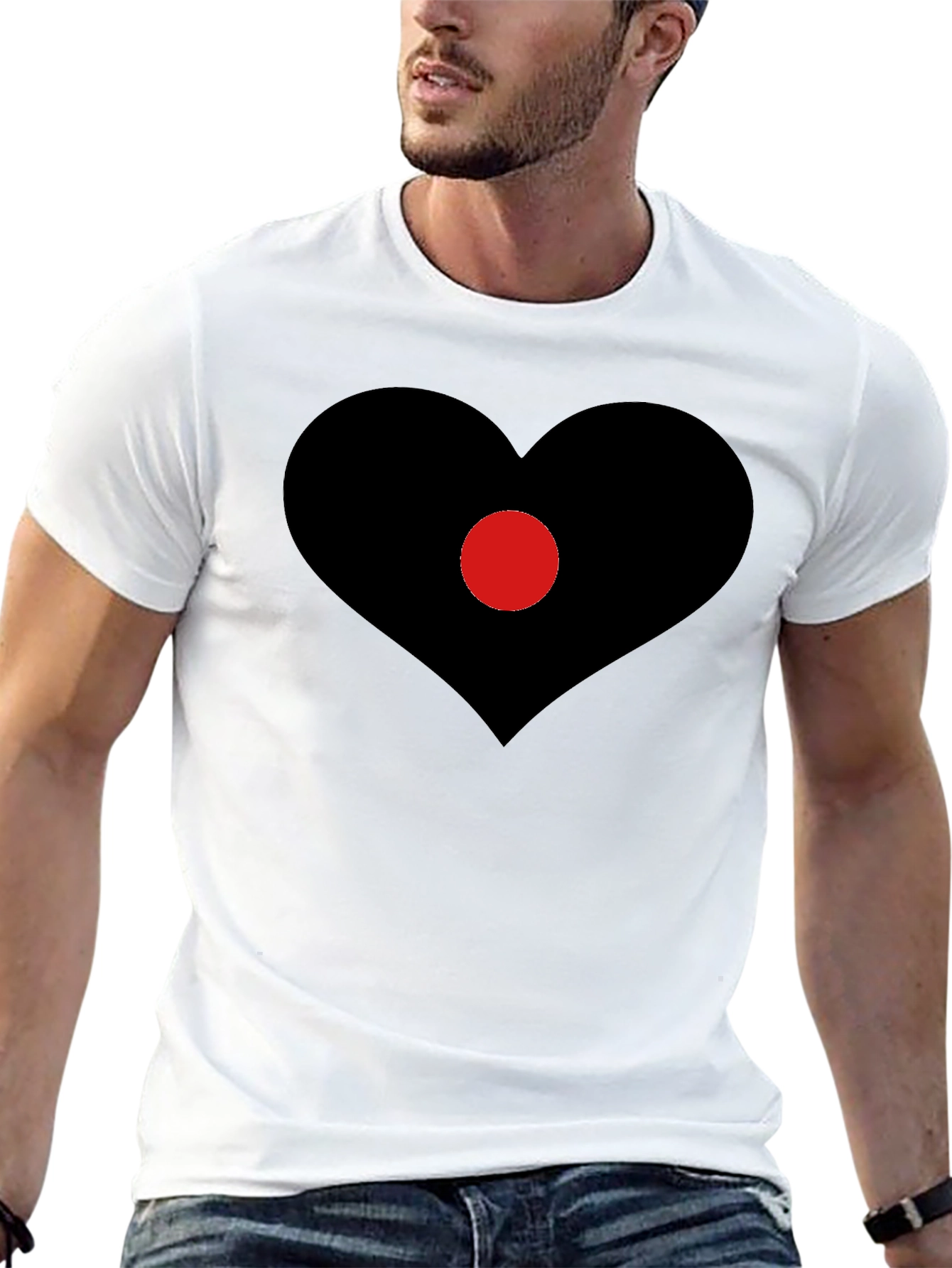 Heart Center T-Shirt - Black Graphic Tee