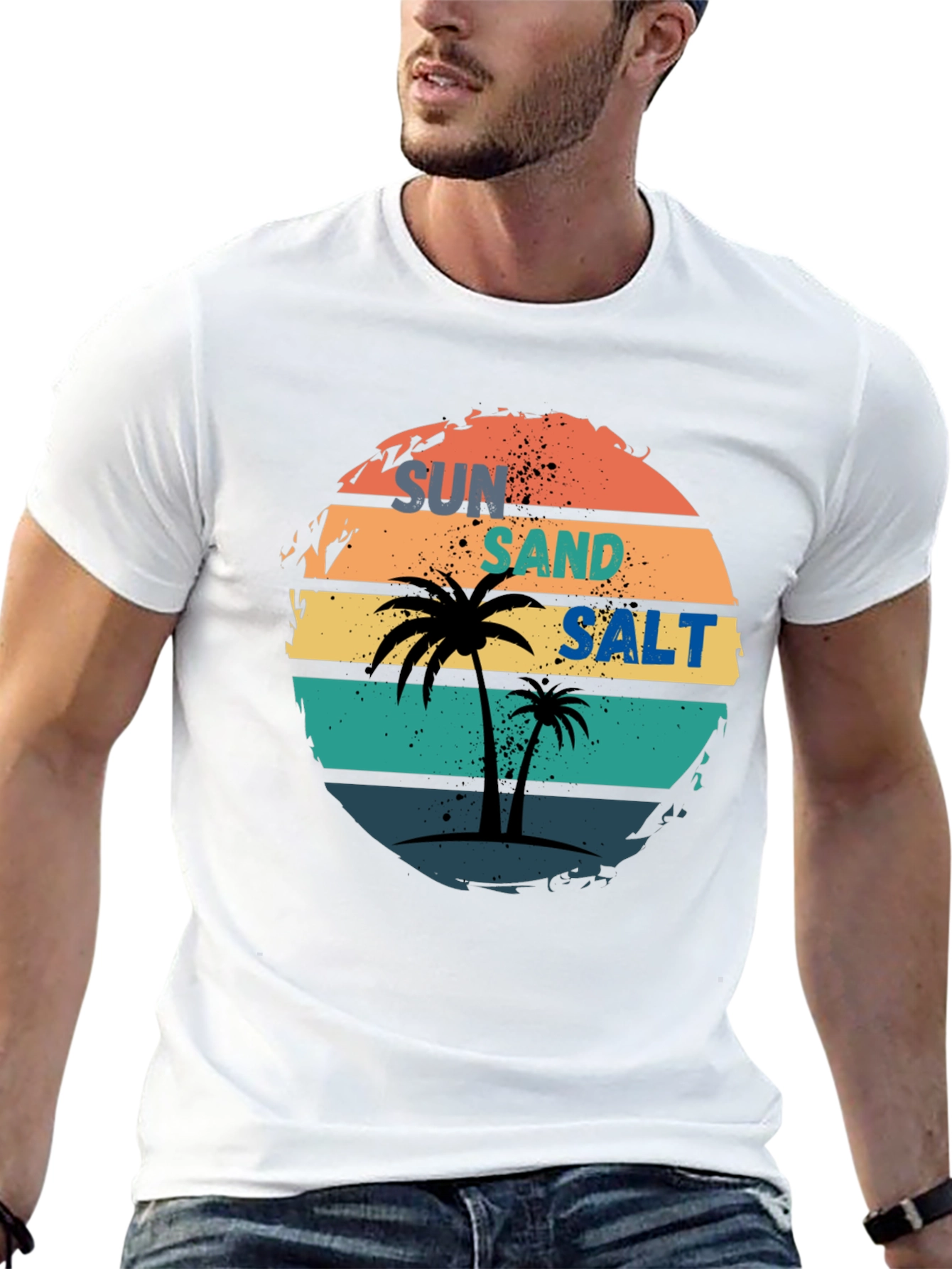Sun Sand Salt Palm Tree Graphic Tee