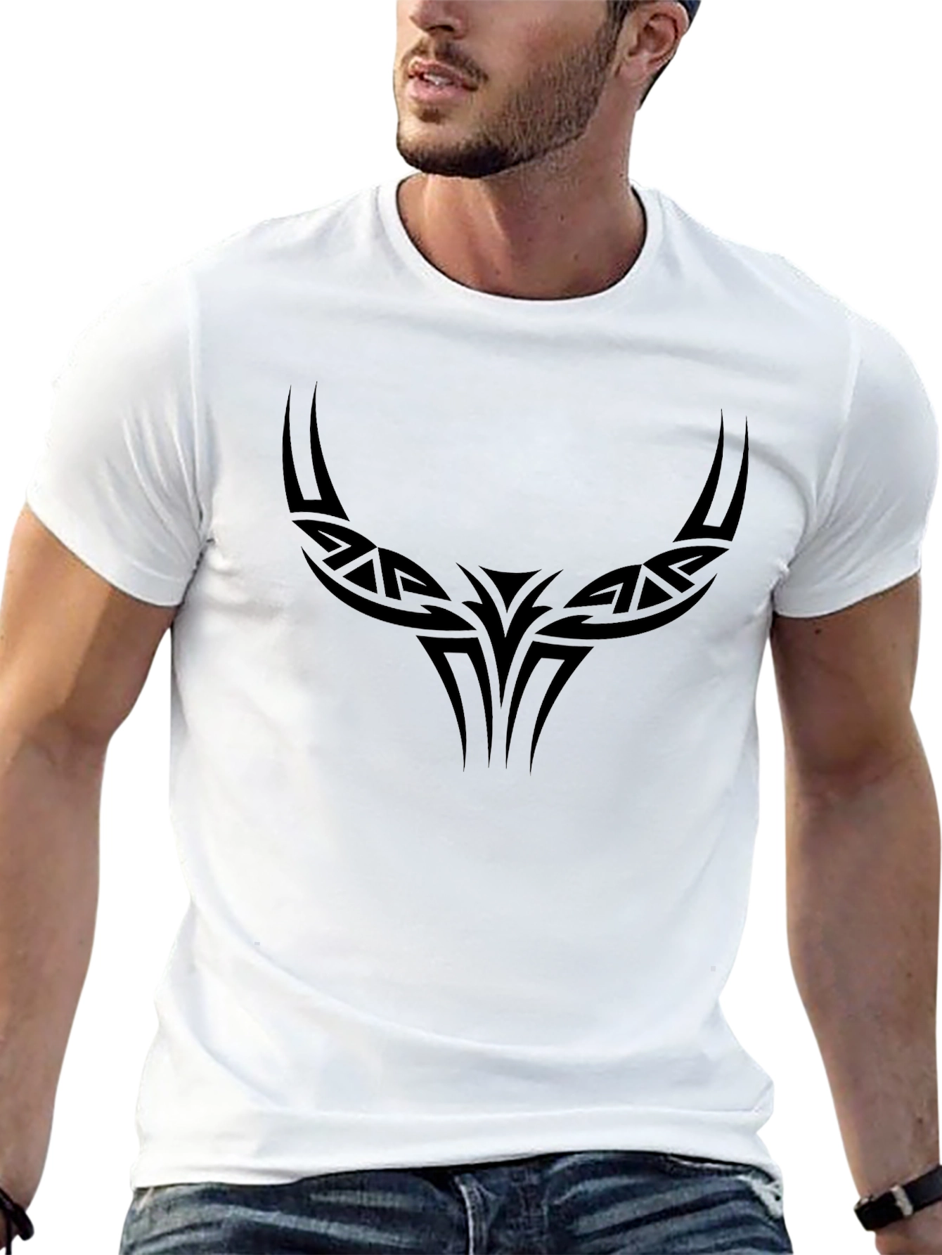 Tribal Bull Graphic Black T-Shirt