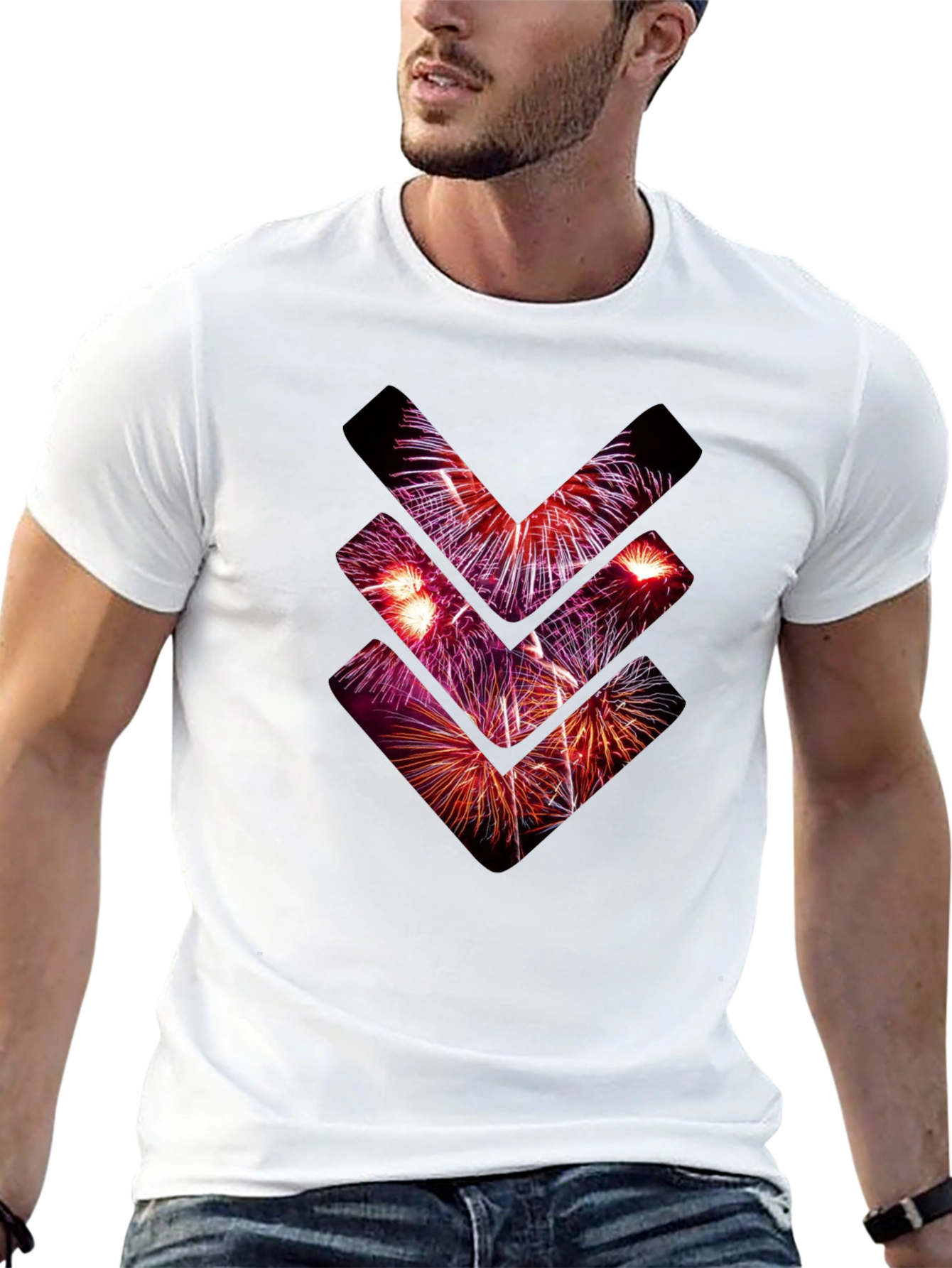 Fireworks Arrow Graphic Tee - Stylish Black T-Shirt