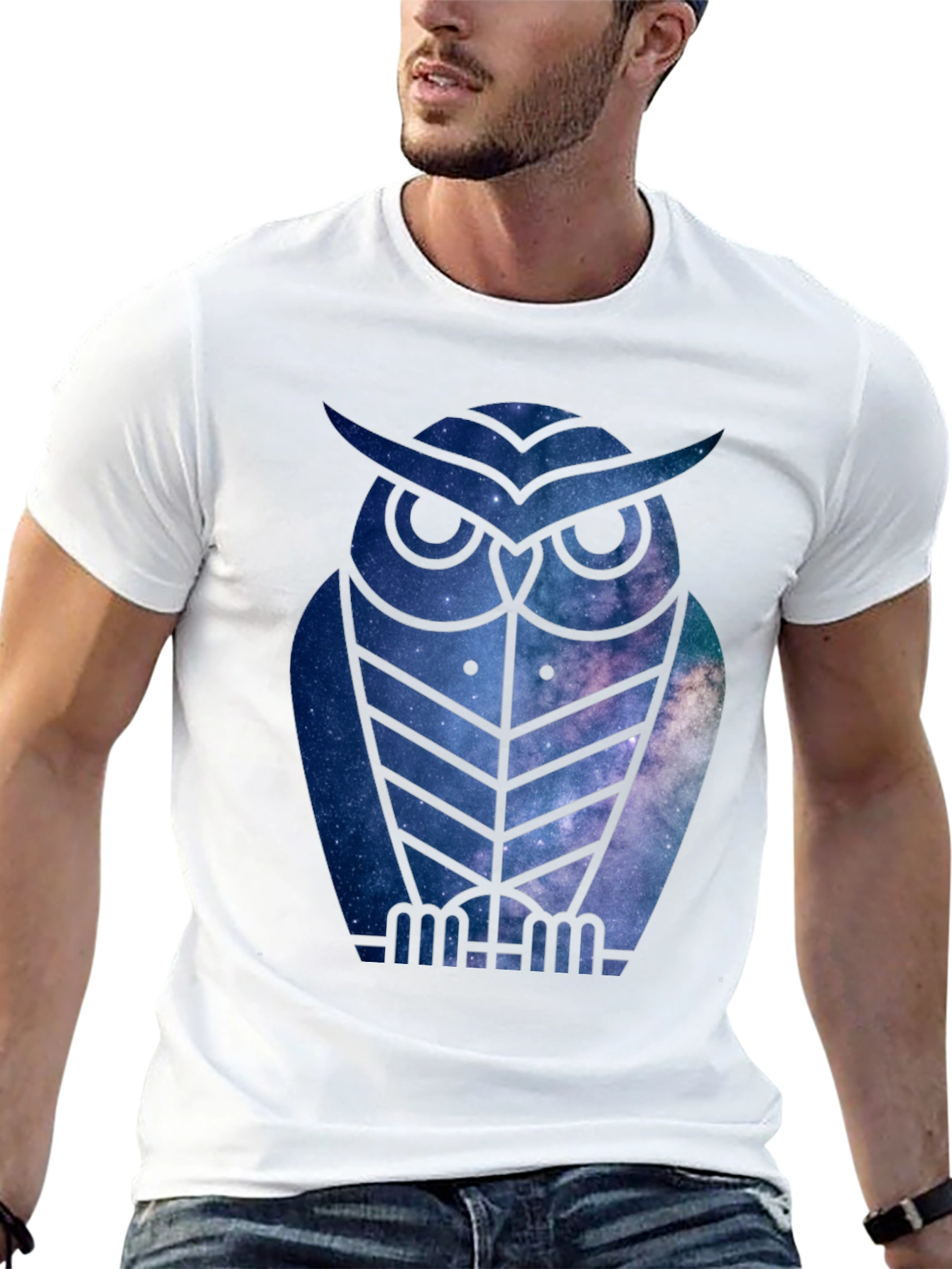 Galaxy Owl T-Shirt - Mens Black Tee