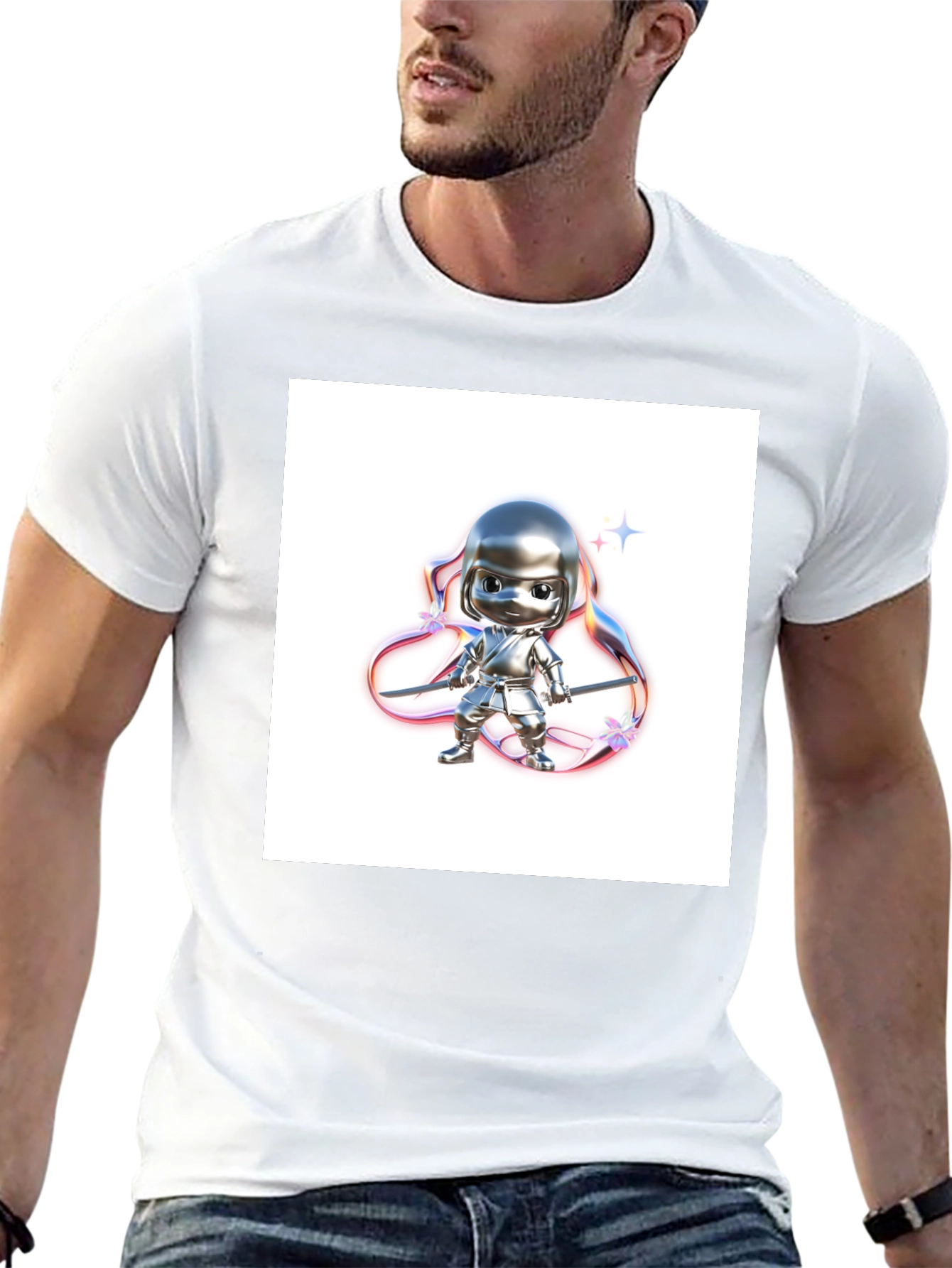 Black T-Shirt with Ninja Warrior Graphic