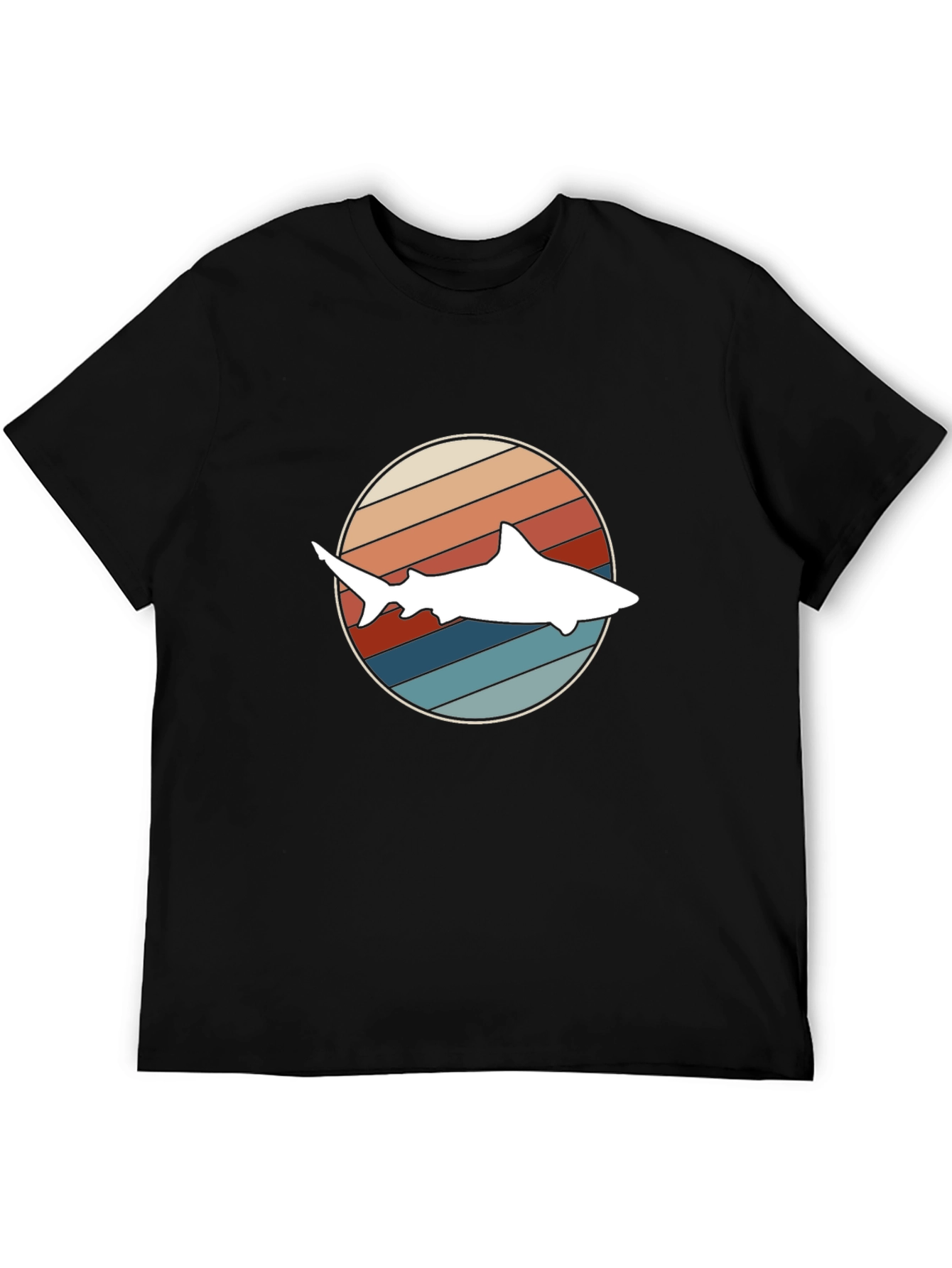 Retro Shark Graphic T-Shirt - Black