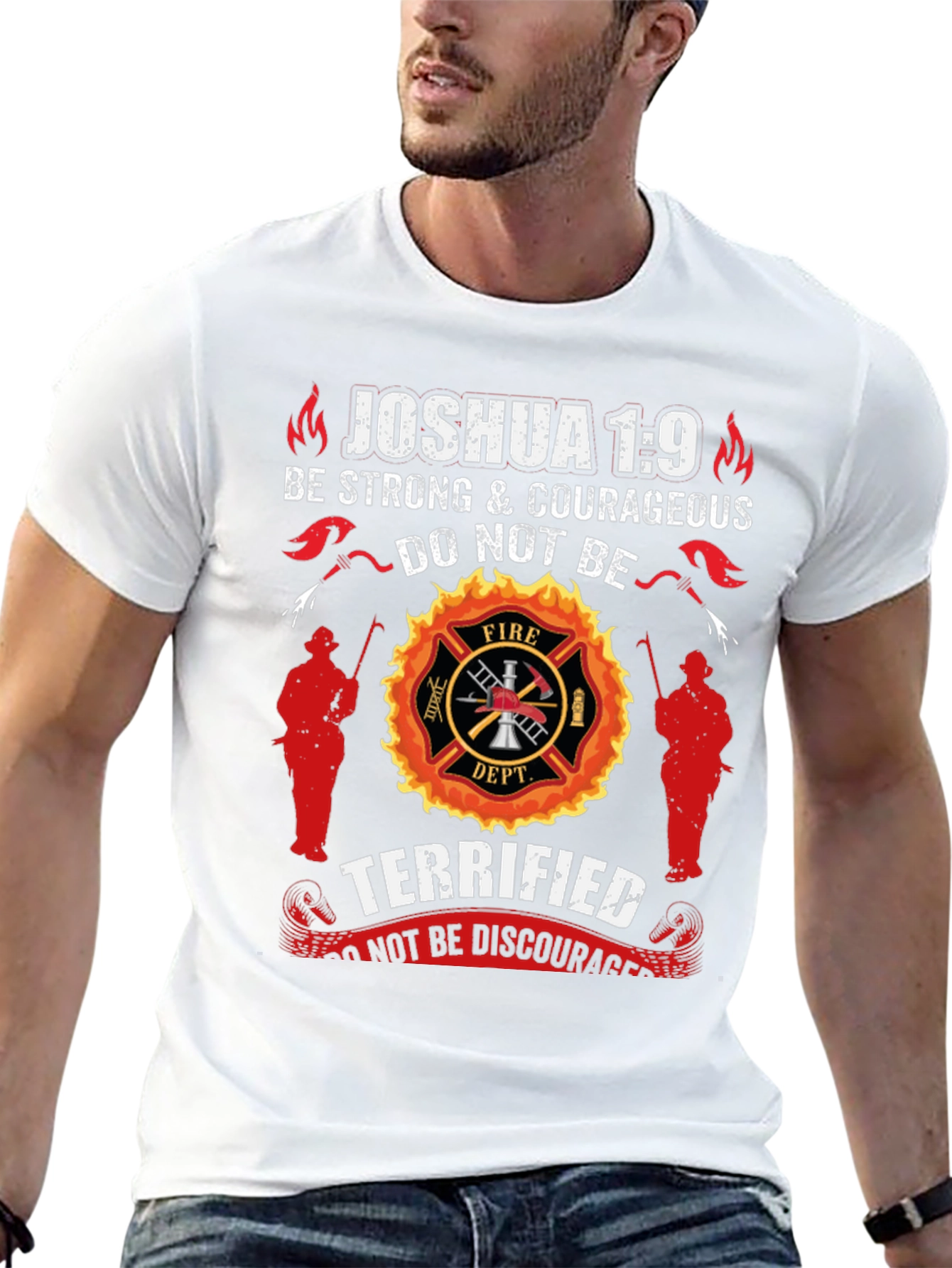 Firefighter Joshua 1:9 Graphic T-Shirt
