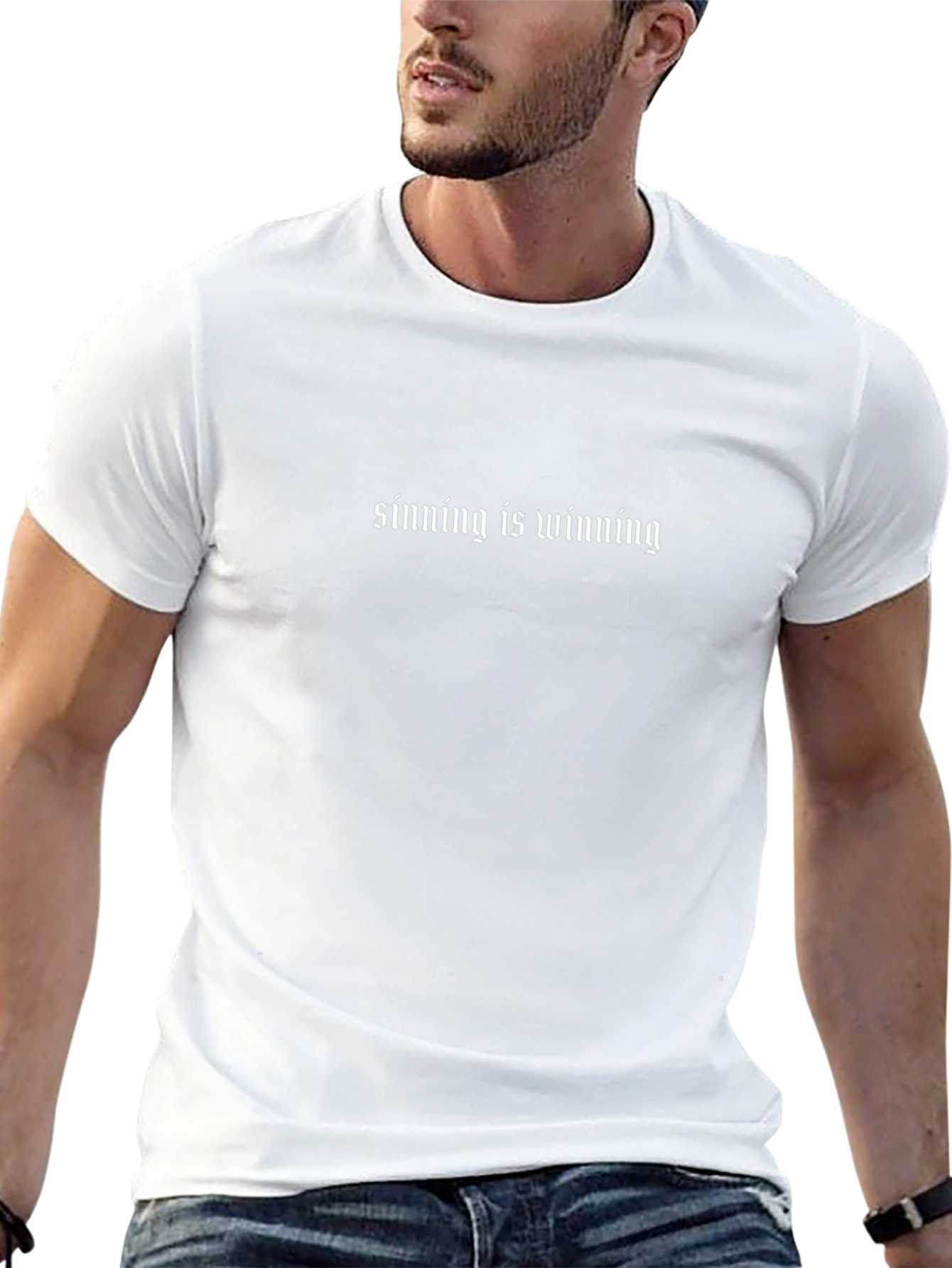 Sinning is Winning Graphic Tee - Black Cotton T-Shirt