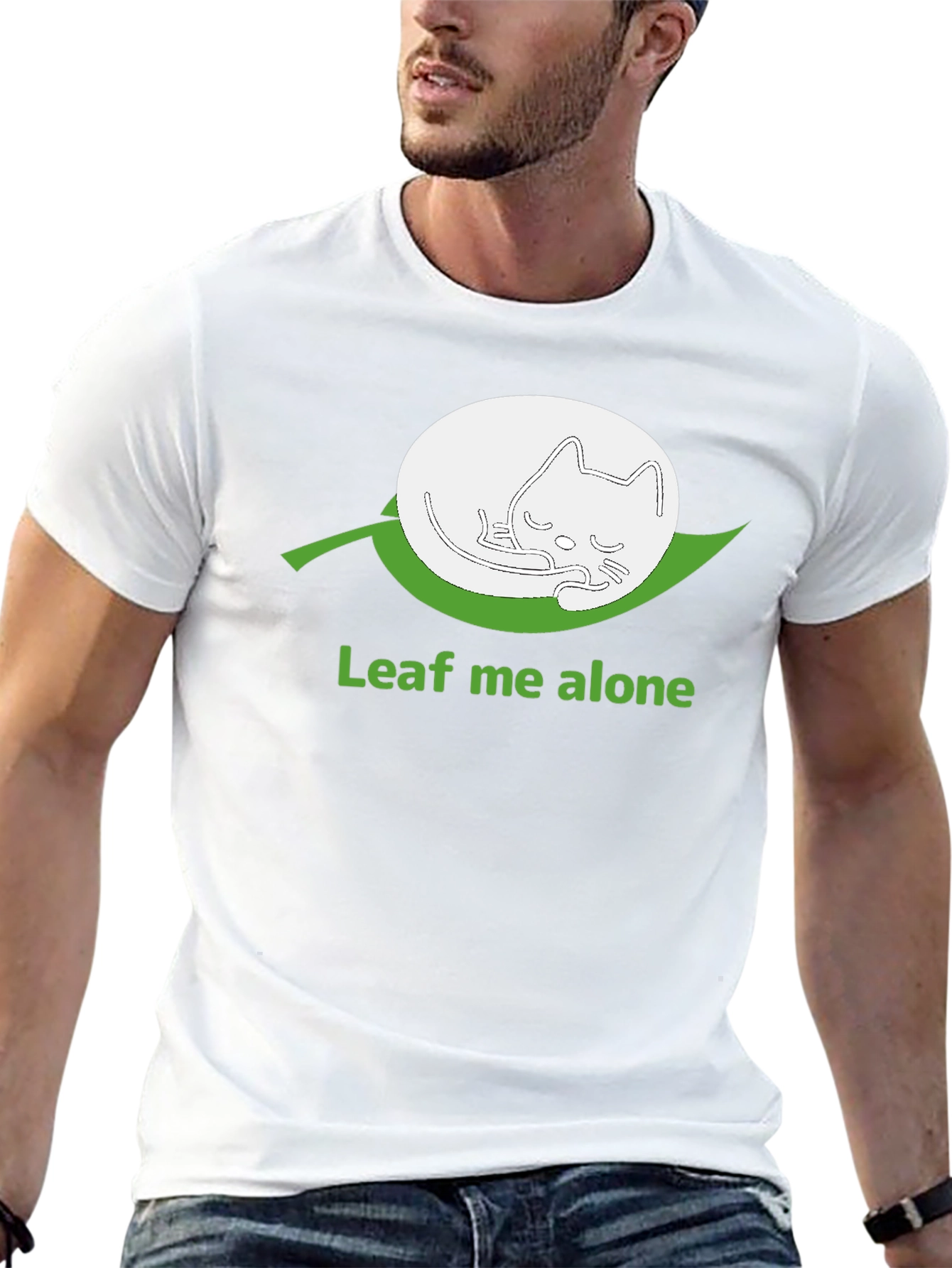Leaf Me Alone Funny Cat T-Shirt
