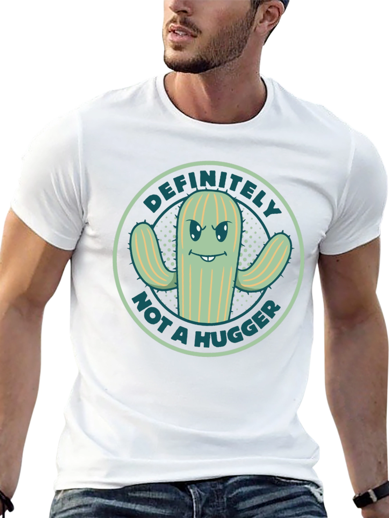 Definitely Not A Hugger Cactus Graphic T-Shirt