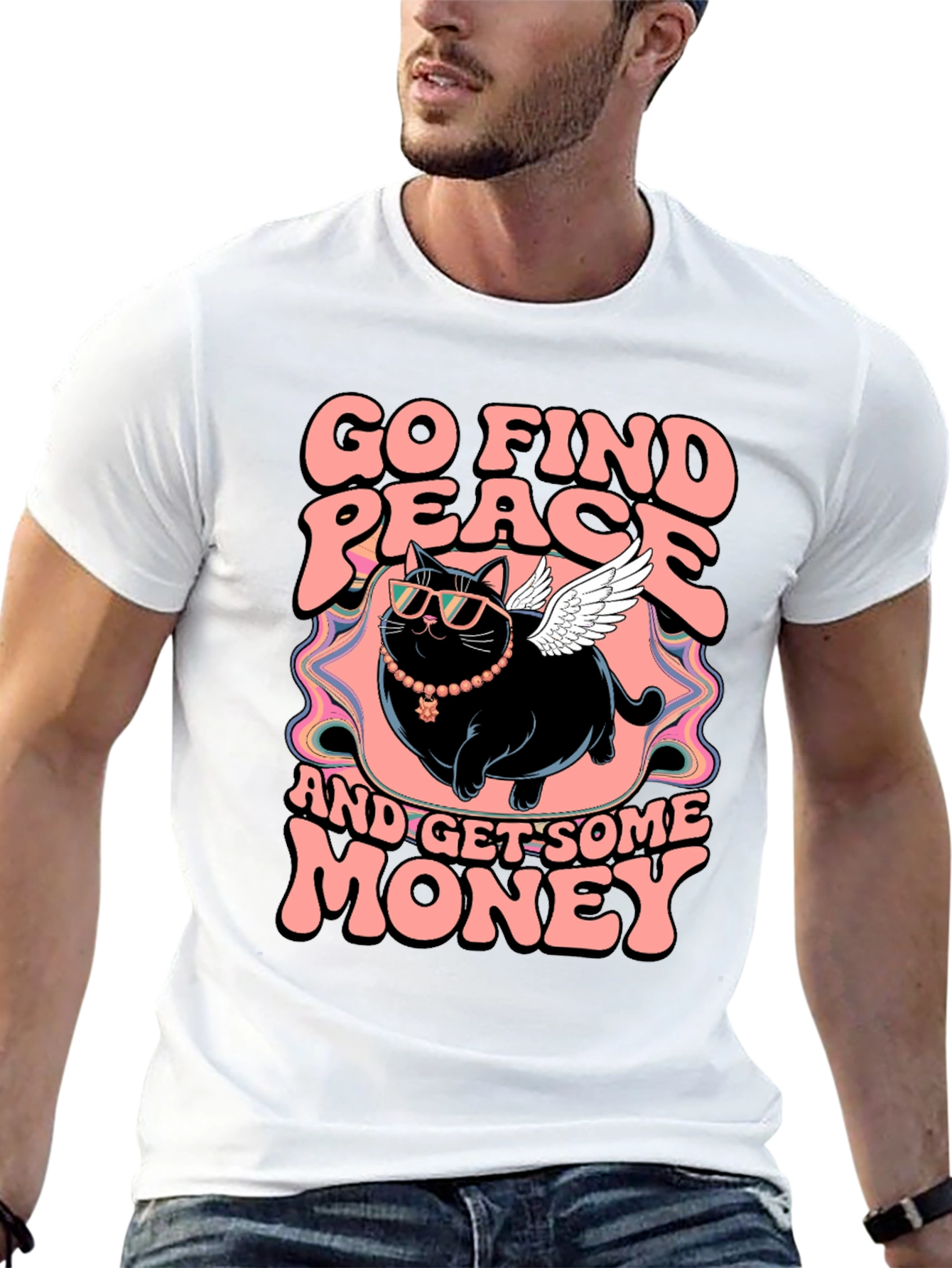 Go Find Peace Cat T-Shirt