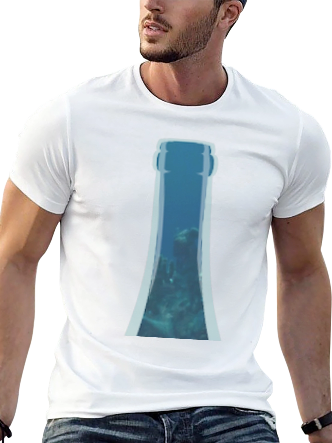 Underwater Bottle Graphic Print T-Shirt