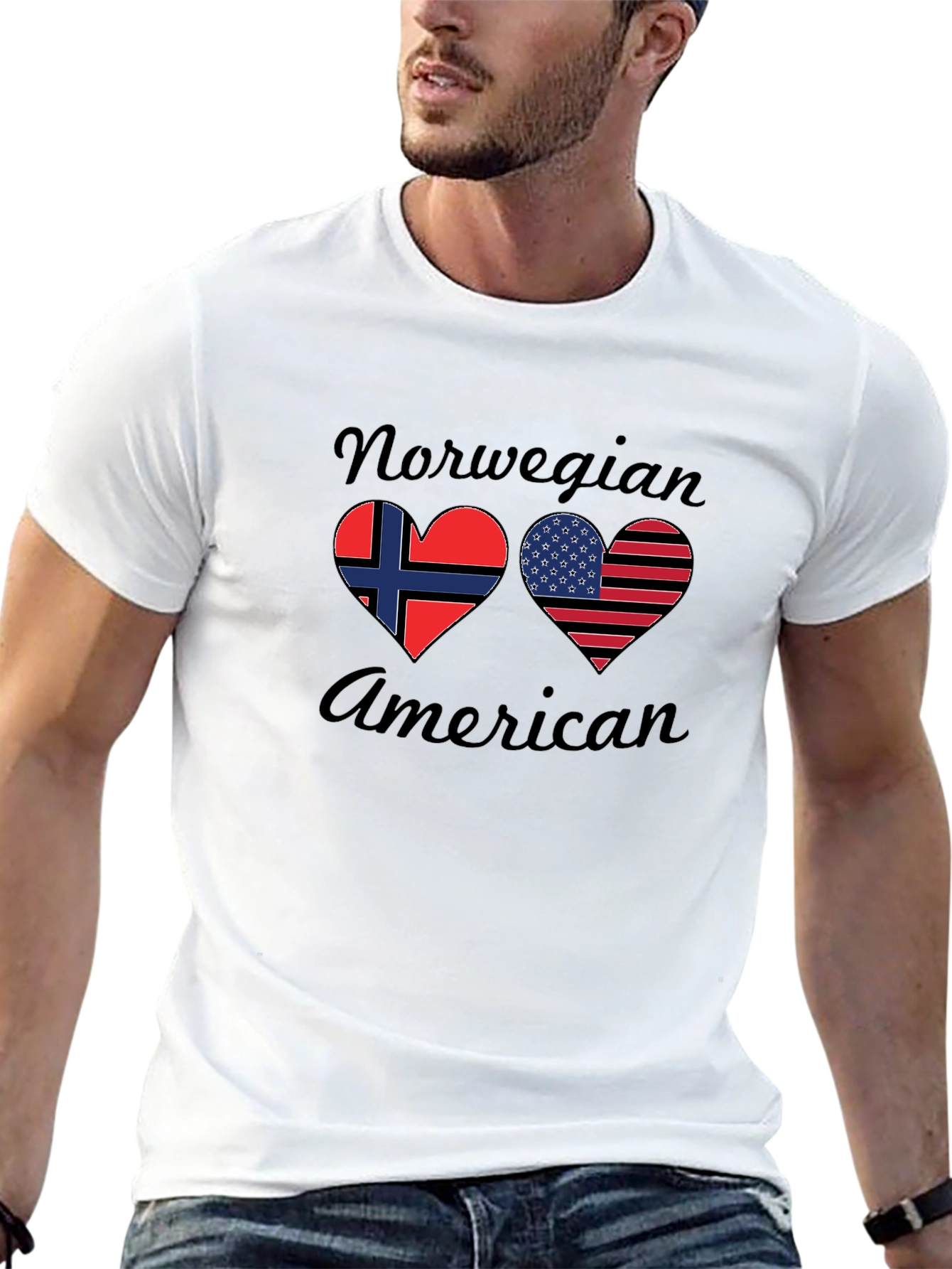 Norwegian American Flag Heart T-Shirt