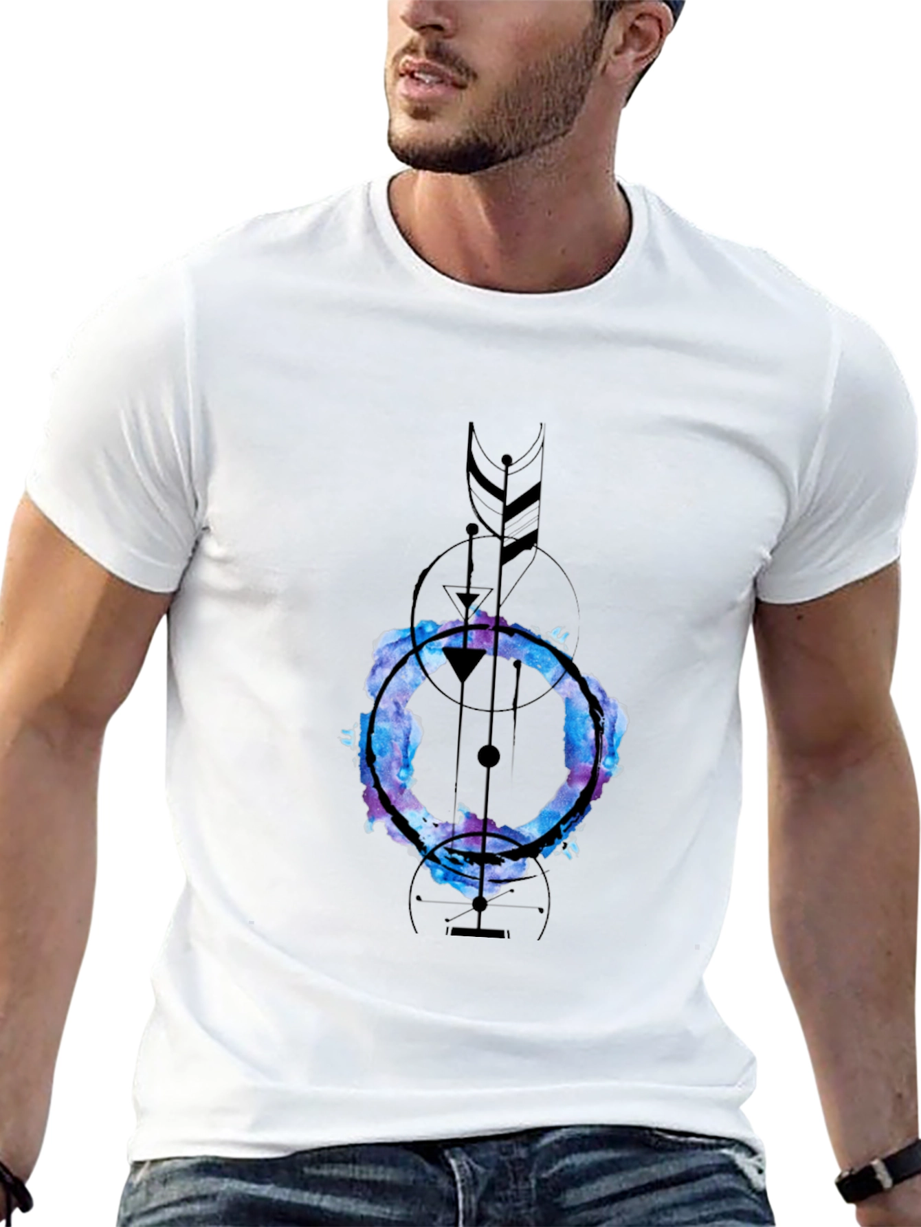 Abstract Geometric Graphic Print Tee