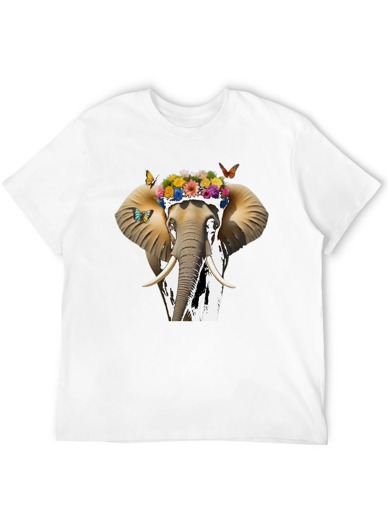 Floral Elephant Graphic Tee - Unique Animal Design