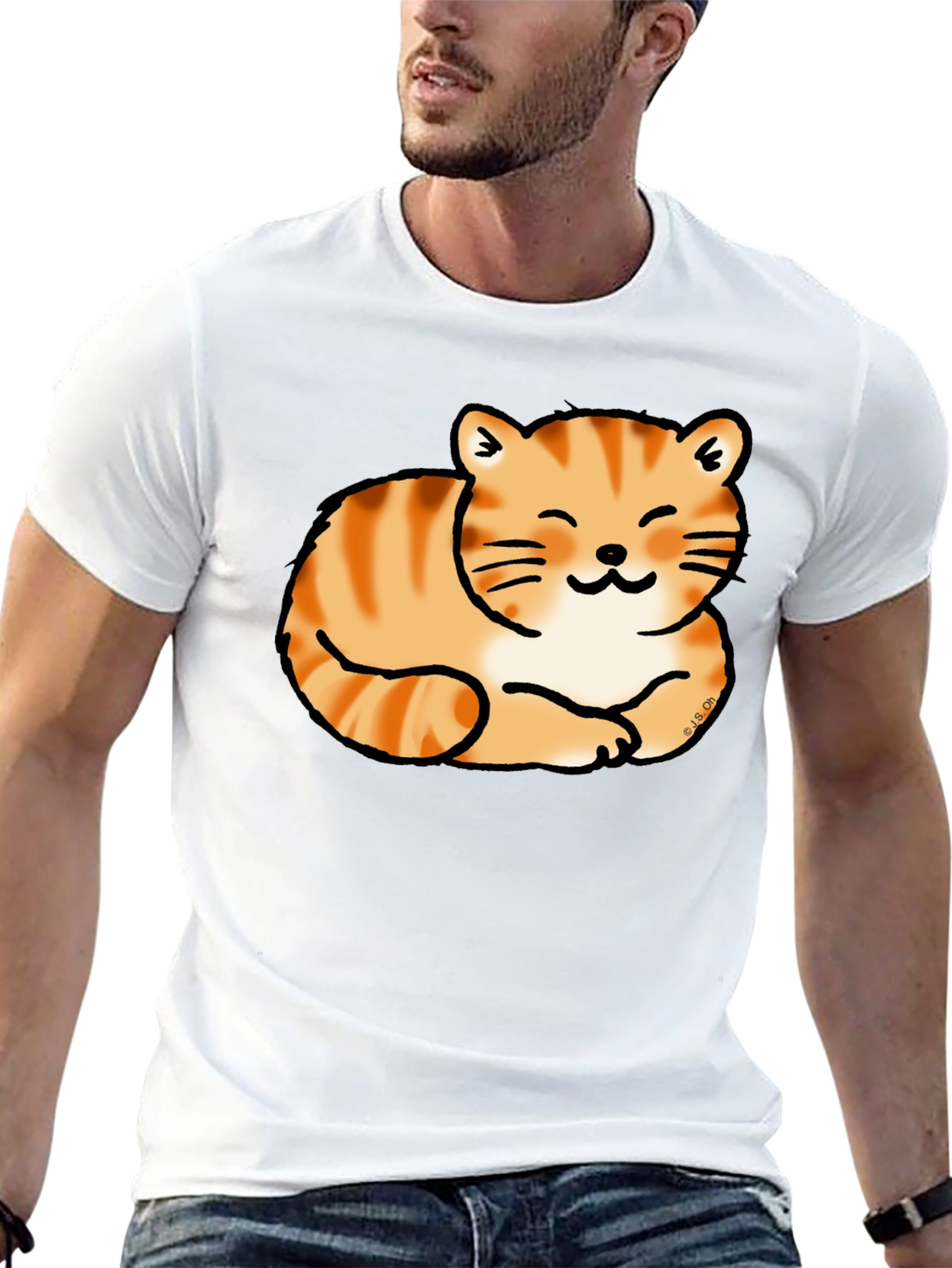 Cute Cat Nap T-Shirt - Black Tee