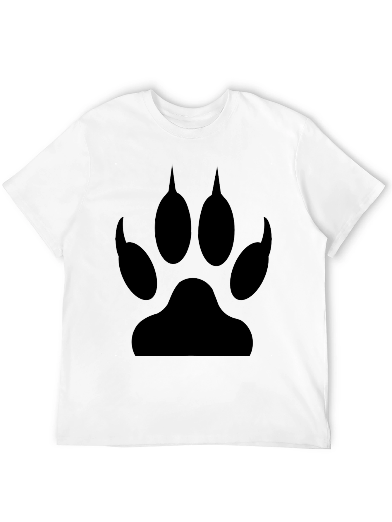 Black Wolf Paw Print Crew Neck T-Shirt