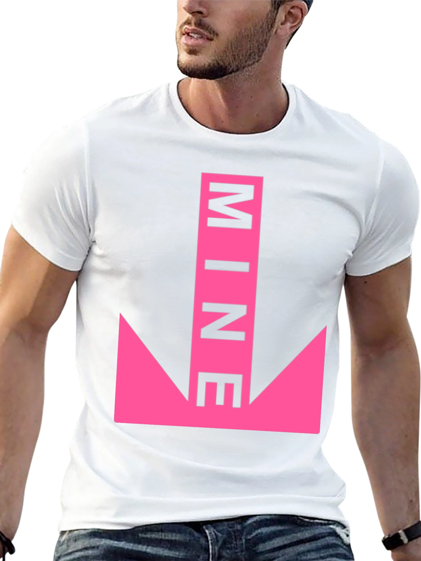 Humorous Pink Arrow MINE Graphic Tee