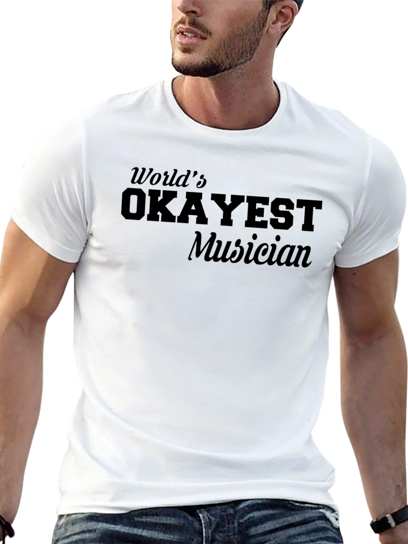 Worlds Okayest Musician Black T-Shirt