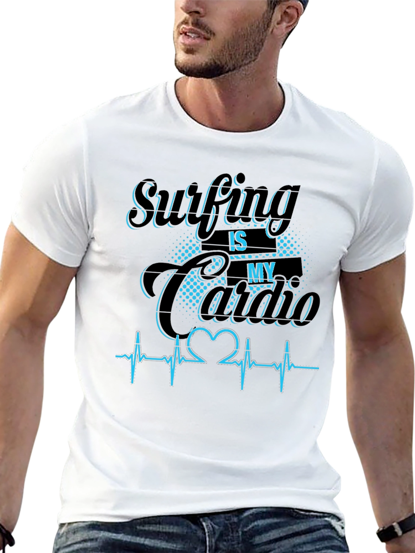 Surfing Is My Cardio Graphic Tee - Black