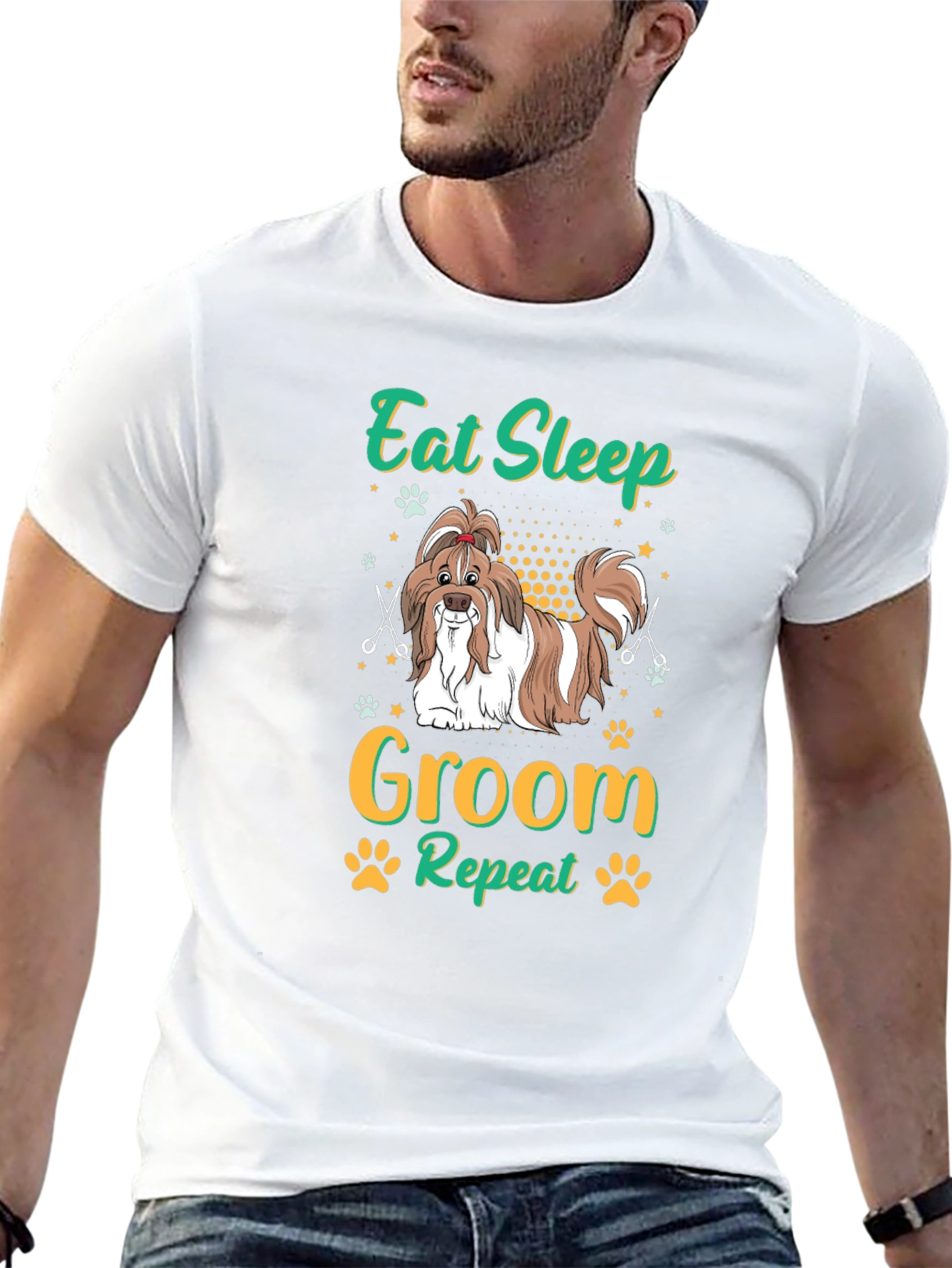 Eat Sleep Groom Repeat T-Shirt - Dog Groomer Tee