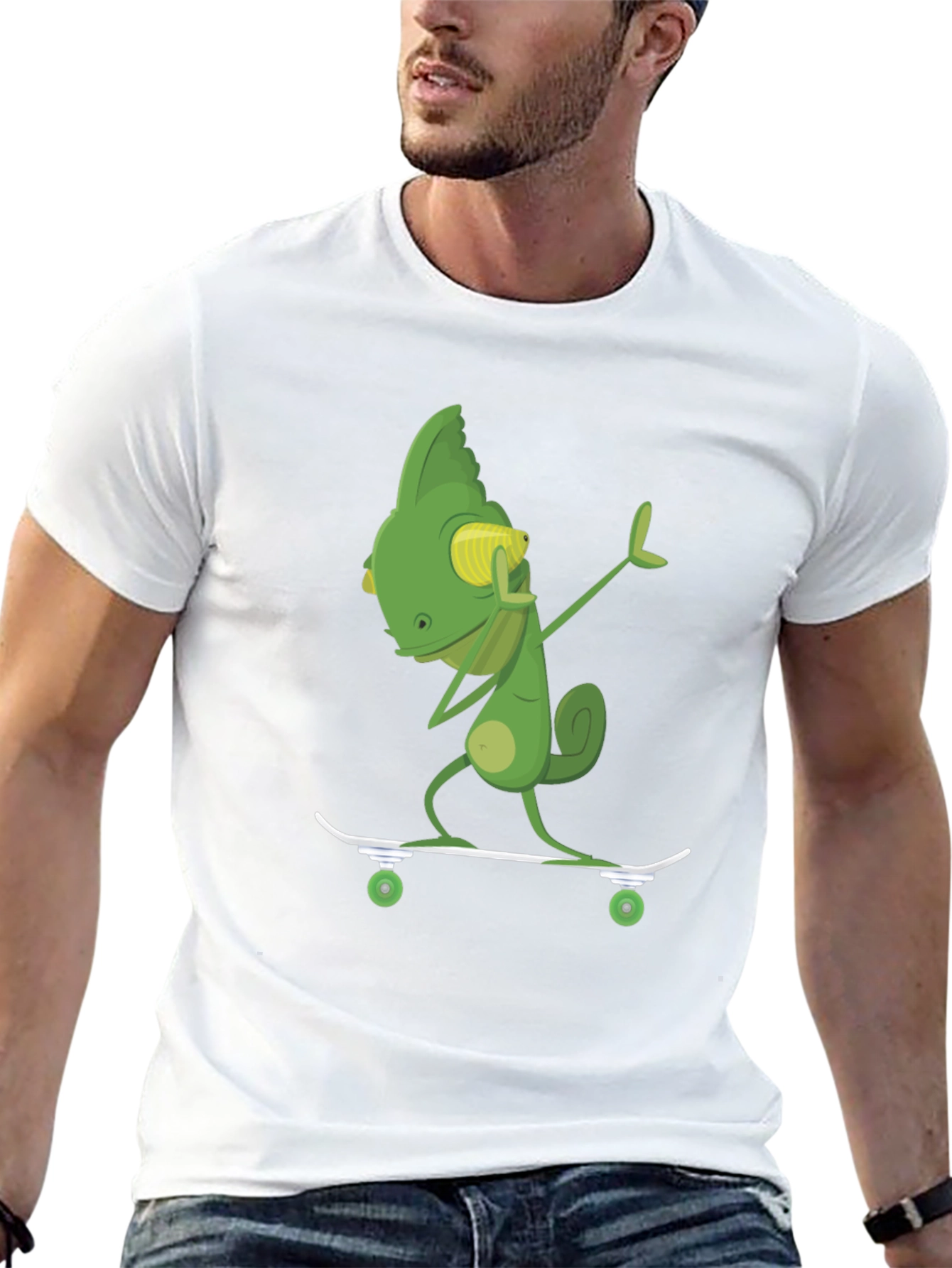 Skateboarding Chameleon Graphic Tee - Black