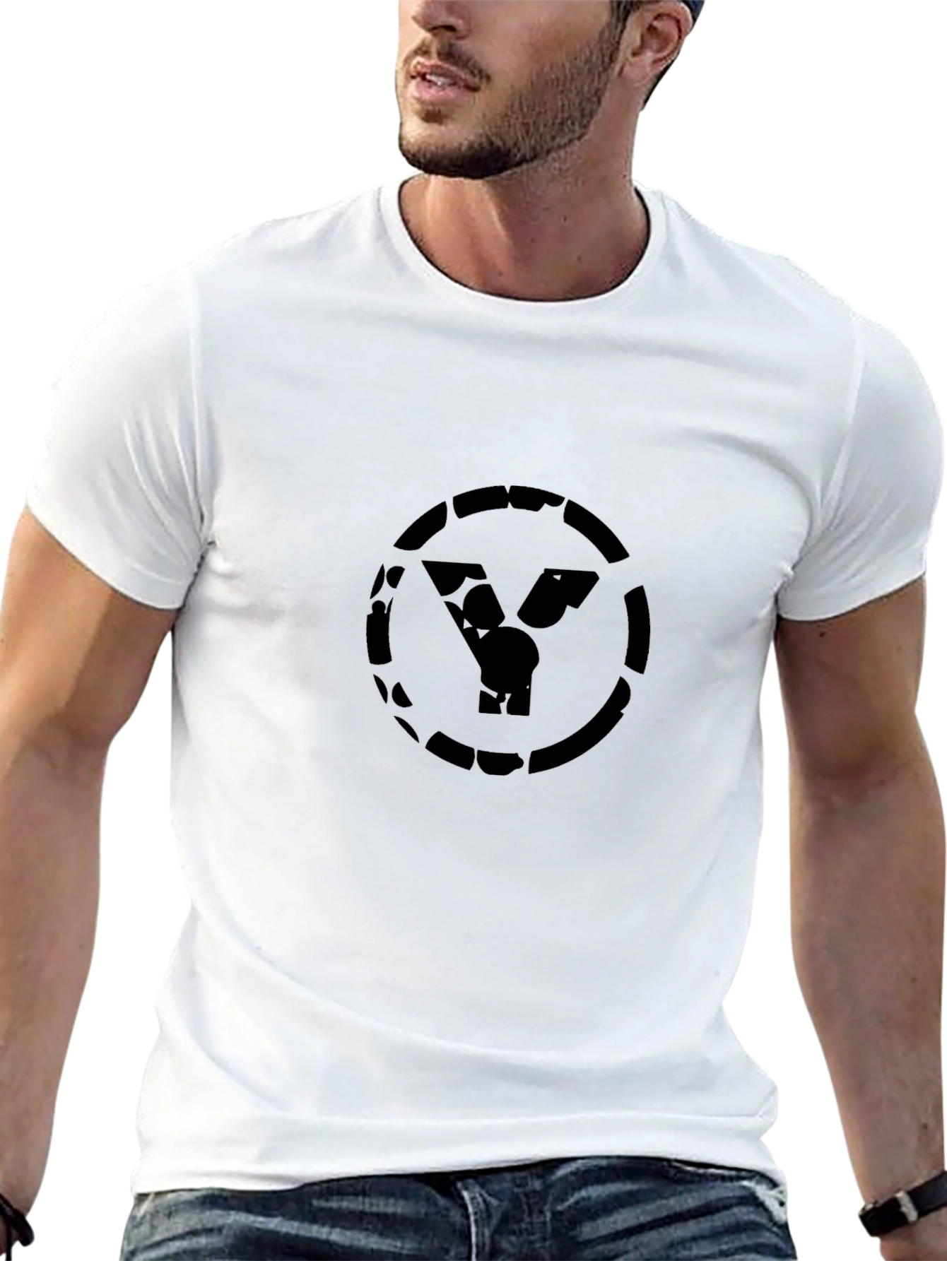 Black T-Shirt with Abstract Y Logo
