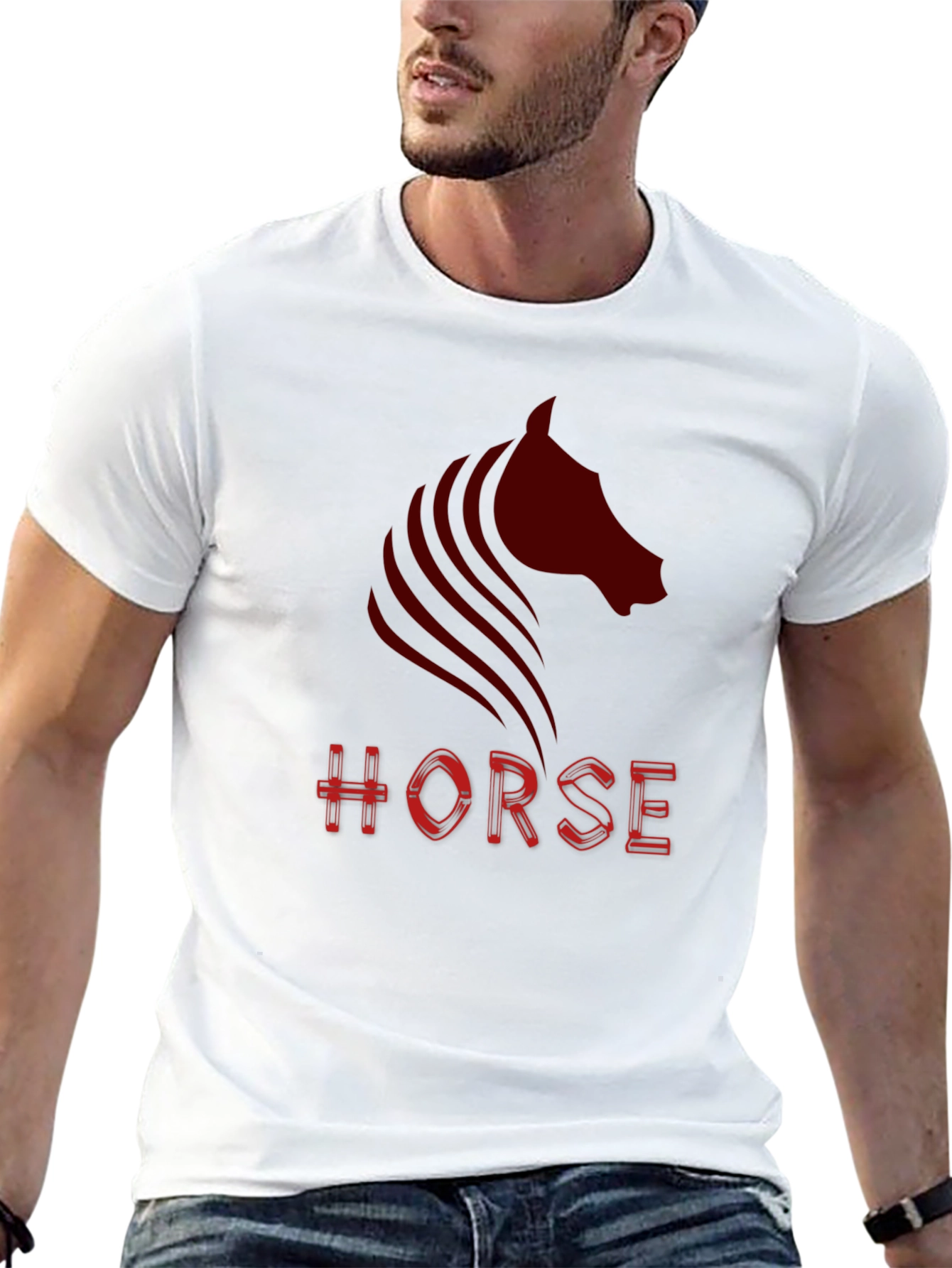 Mens Black Horse Graphic T-Shirt