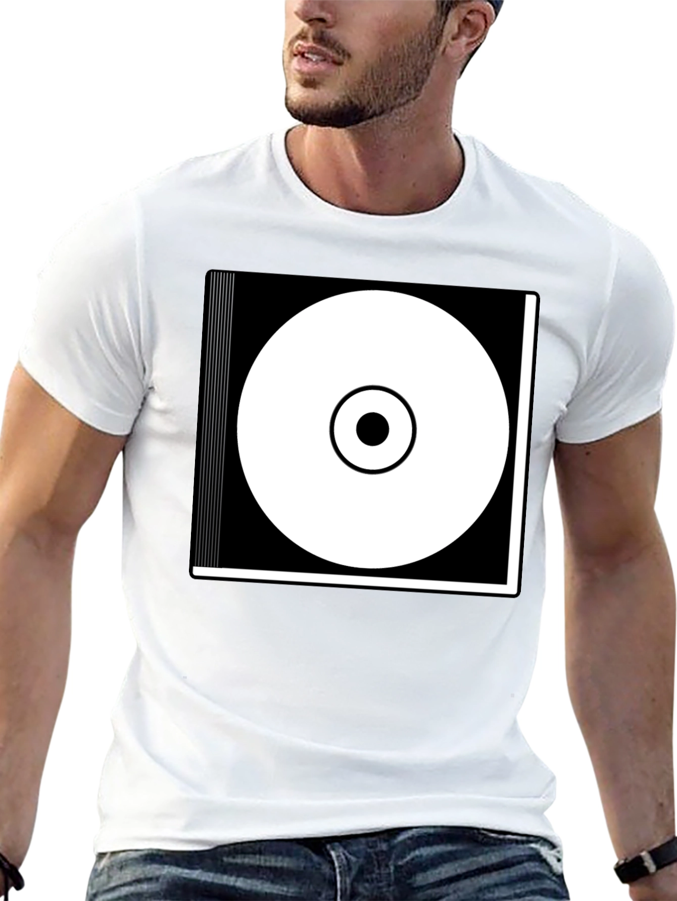 Modern Graphic Tee - Black & White Circle Design