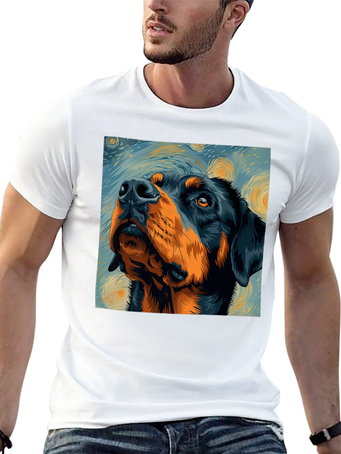 Rottweiler Starry Night Black T-Shirt