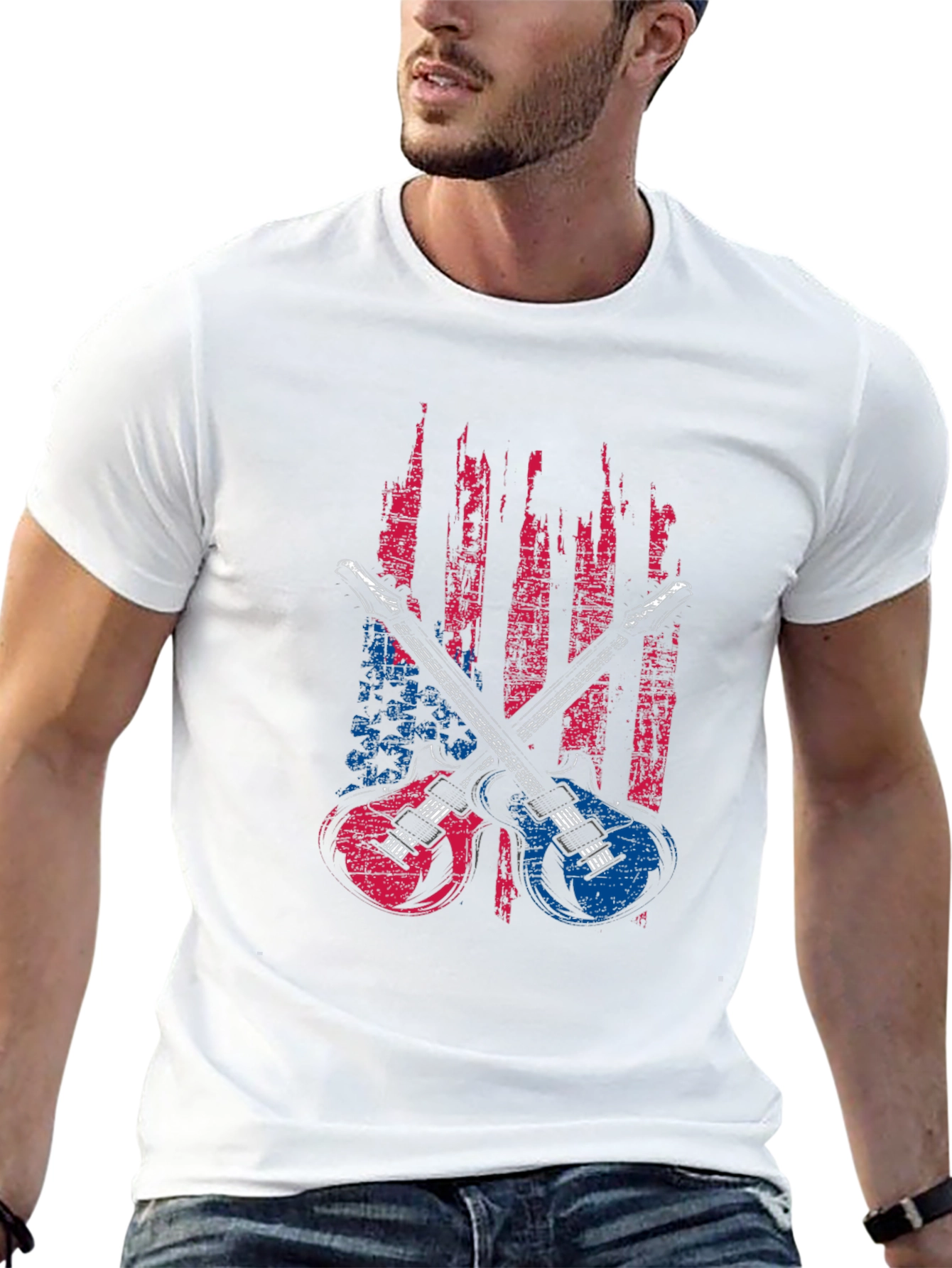 American Flag Guitar Graphic Tee