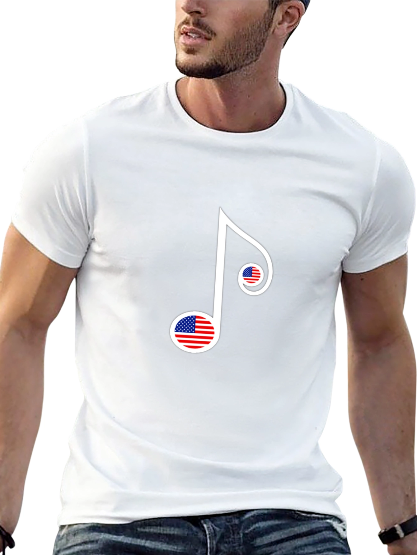 American Flag Music Note Graphic Tee