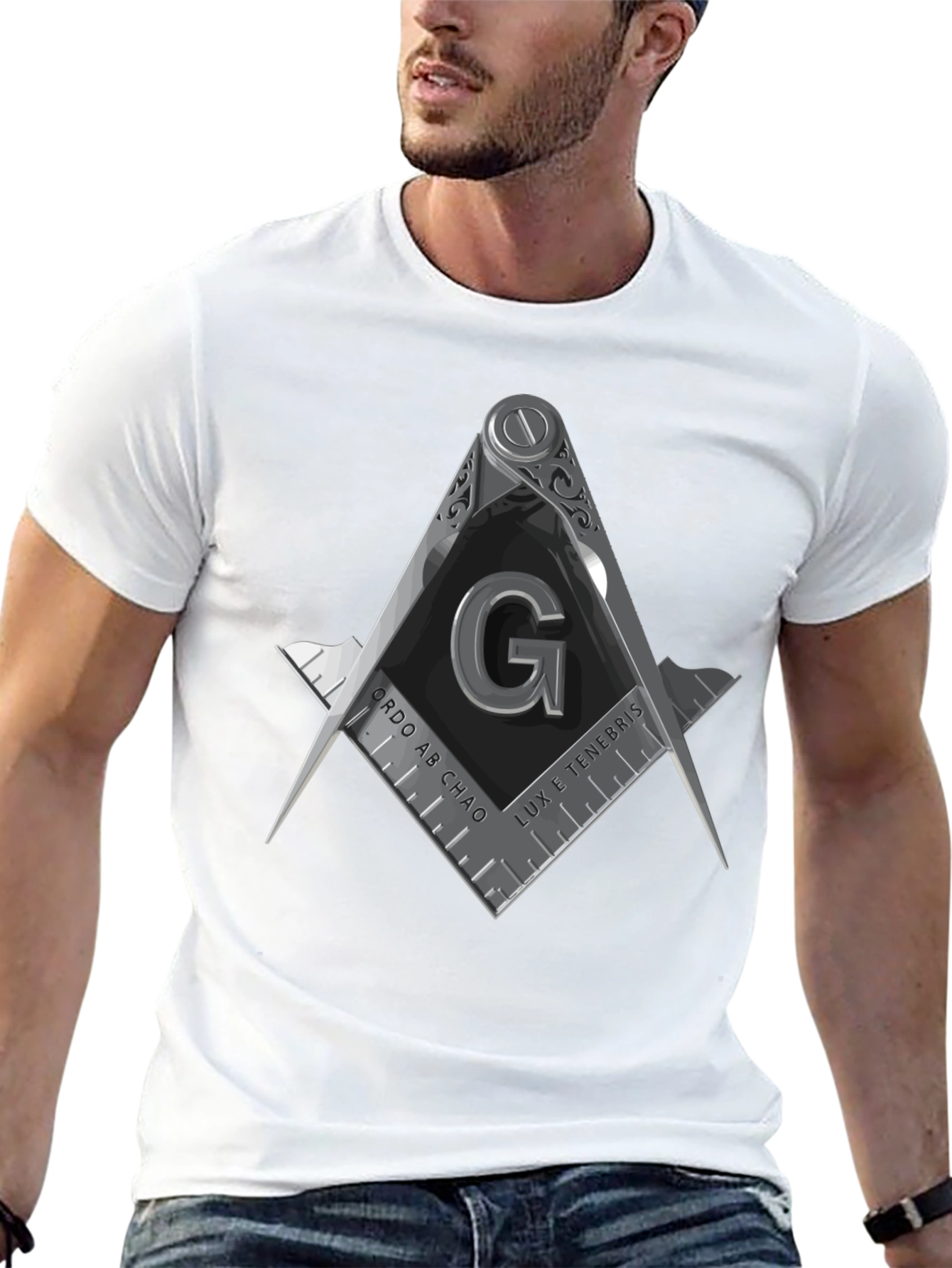 Masonic Symbol Graphic Tee - Square & Compasses Design