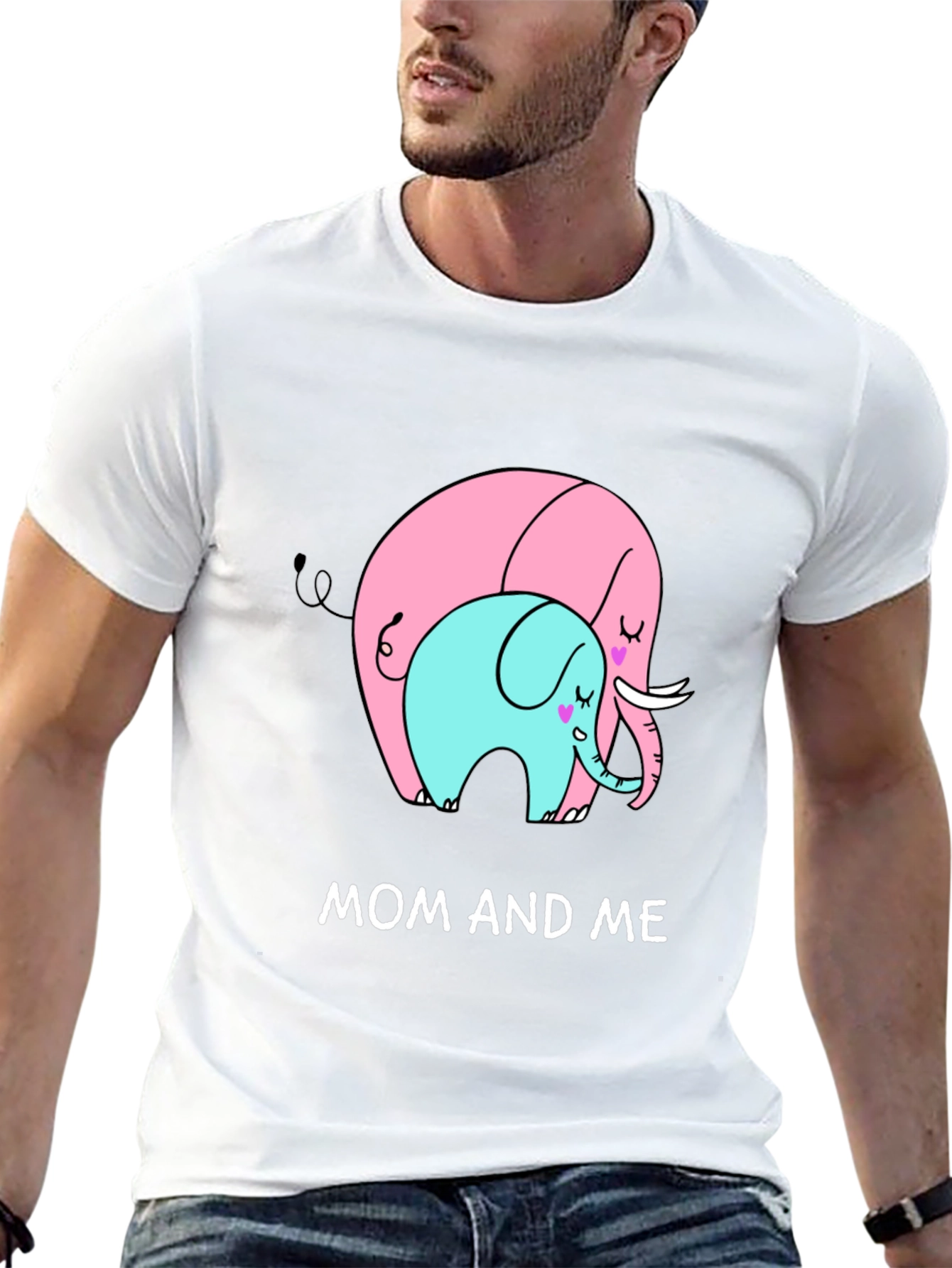 Mom and Me Elephant Graphic Tee - Black
