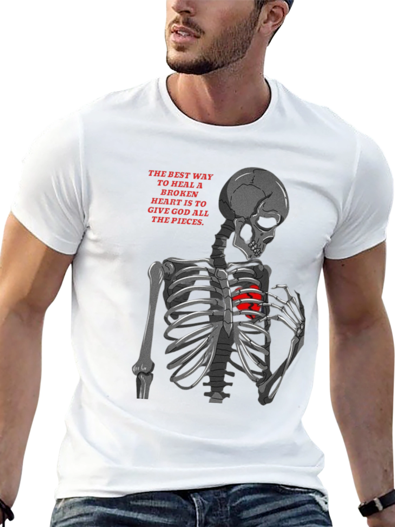 Skeleton Broken Heart Graphic Tee